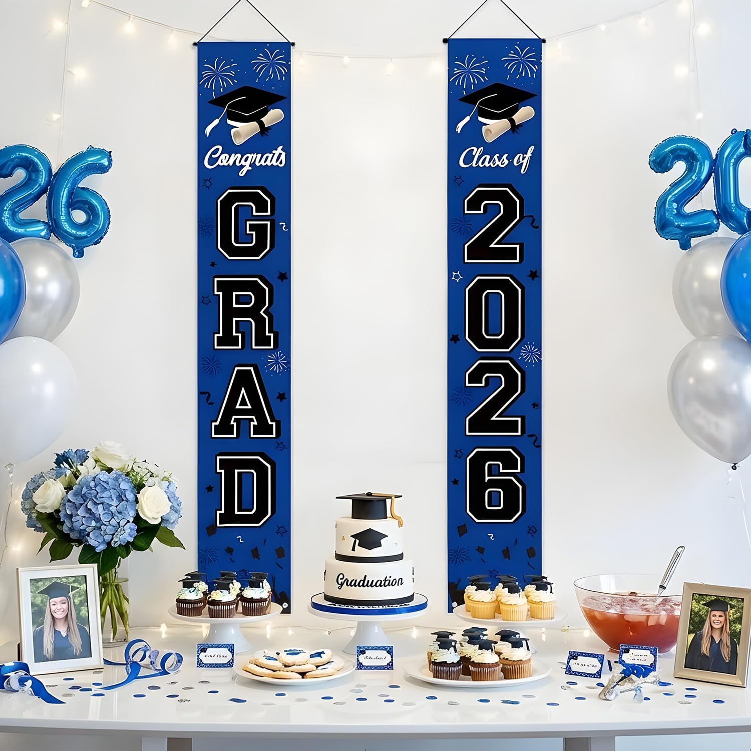 Graduation Decorations 2026 Porch Banner, Congrats Grad Class of 2026 Banner Blue, 2026 Graduation Decorations for Door and Porch Class of 2026 Party Supplies image 2