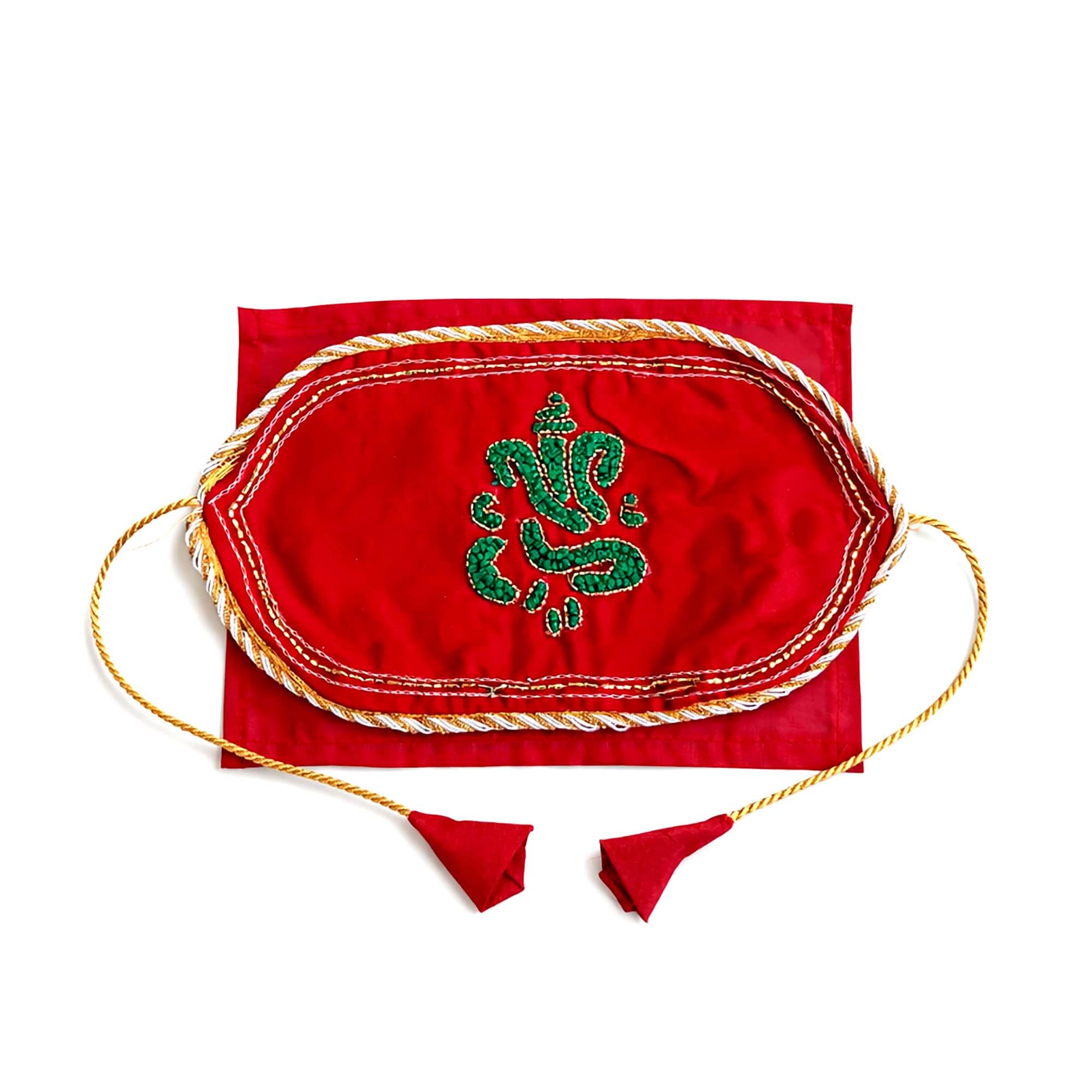 Gathbandhan Rumal for Wedding Ceremony | Cheda Chedi Rumal for Hindu Marriage Ritual | Traditional Bridal Knot Cloth | Hand Work - Machi Work Special Handkerchief-image-23