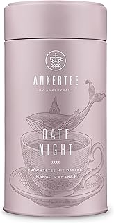 ANKERTEE Datenight |exotische Früchtetee mit Dattel, Mango & Ananas| 200g in der Dose | loser Tee |by Ankerkraut | Tee für ca. 65 Tassen | warm-tropisch