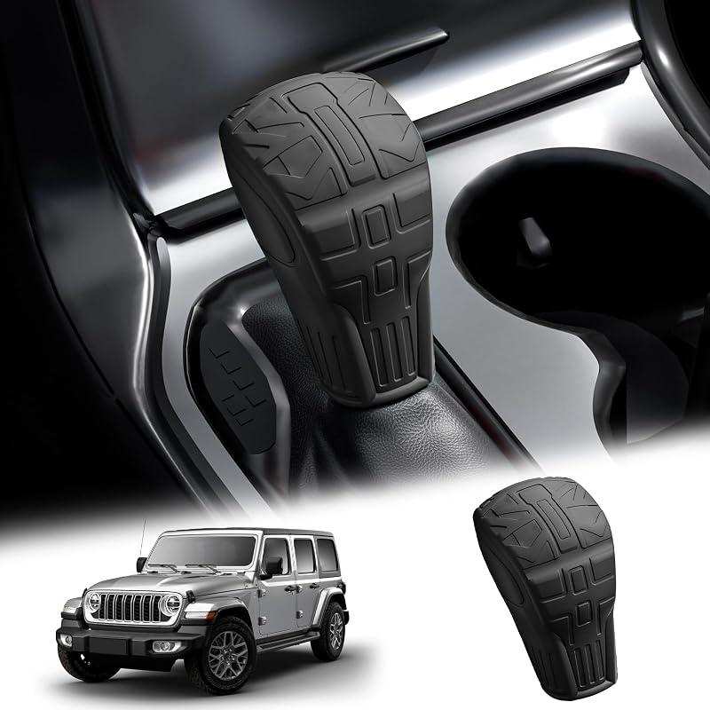 Capa de Silicone para Manopla de Câmbio Jeep Cherokee, Grand Cherokee, Compass e Renegade Preta