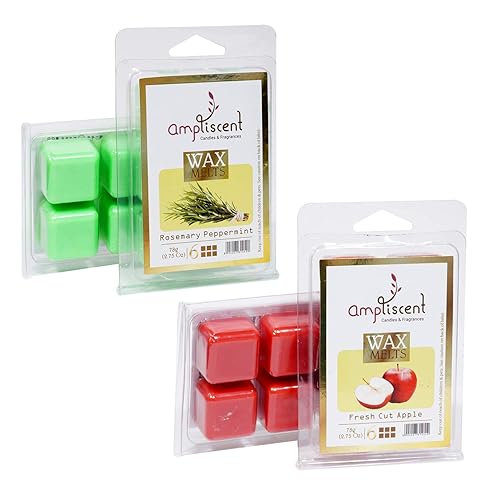 Ampliscent Cera perfumada derretida, calentador de cubos de cera, ambientadores de cera de vela, cubos fundidos de cera de soja natural perfumada,