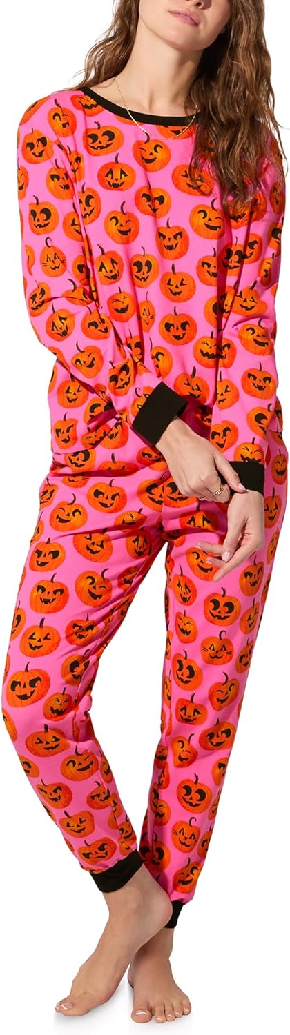 Bed Head PJs Womens Long Sleeve Pullover Pajama Shirt and Jogger Pants Set - Stretch Jersey PJ Sleepwear & Loungewear Set