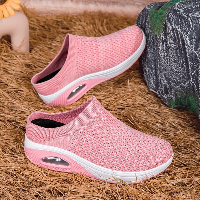 ChayChax Womens Slip-On Orthopedic Mule Sneakers with Air Cushion Casual Wedge Backless Walking Shoes with Arch Support 5