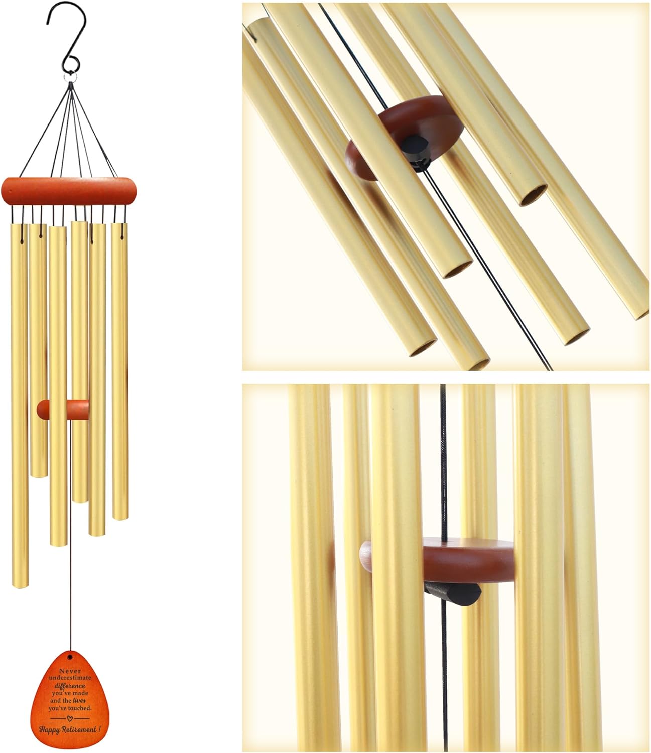 Retirement Wind Chime – 30" Happy Retirement Gift for Men & Women – Thoughtful Farewell Gift for Coworkers, Teachers, Boss, Nurses, Veterans, Employees & Friends – Remembrance Decor
