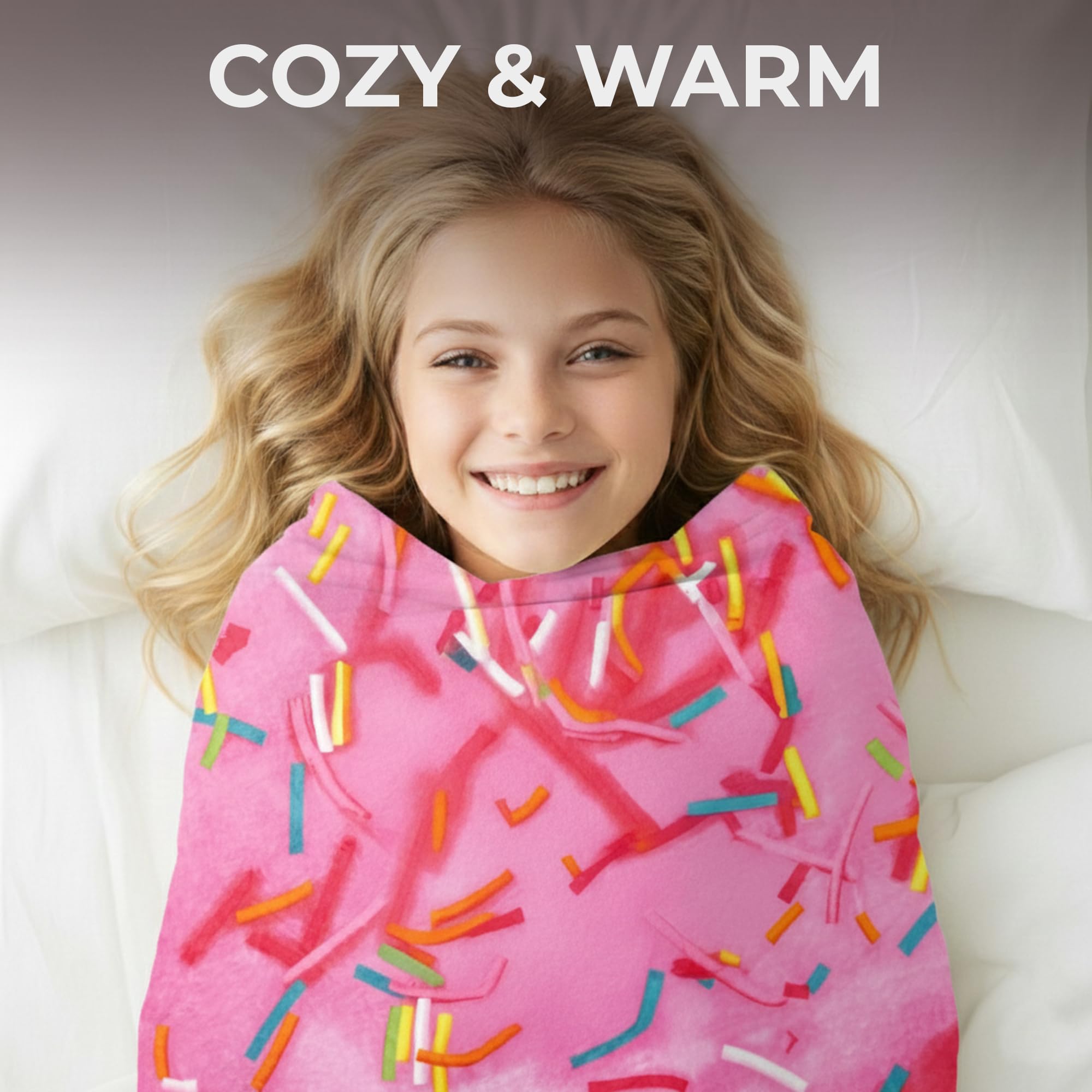 Zulay Riesiger doppelseitiger glasierter Donut mit Geschenk-Box-Verpackung – Neuheit Decke für Erwachsene und Kinder – weiche Flanell-runde glasierte Donut-Decke für drinnen und draußen, Reisen,
