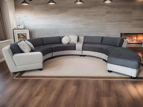 Miniatura 7 de Stendmar Juego de sofá seccional curvado de tela de microfibra redonda semicircular de 160 pulgadas S606 (microfibra, gris/gris oscuro) Gris/Gris