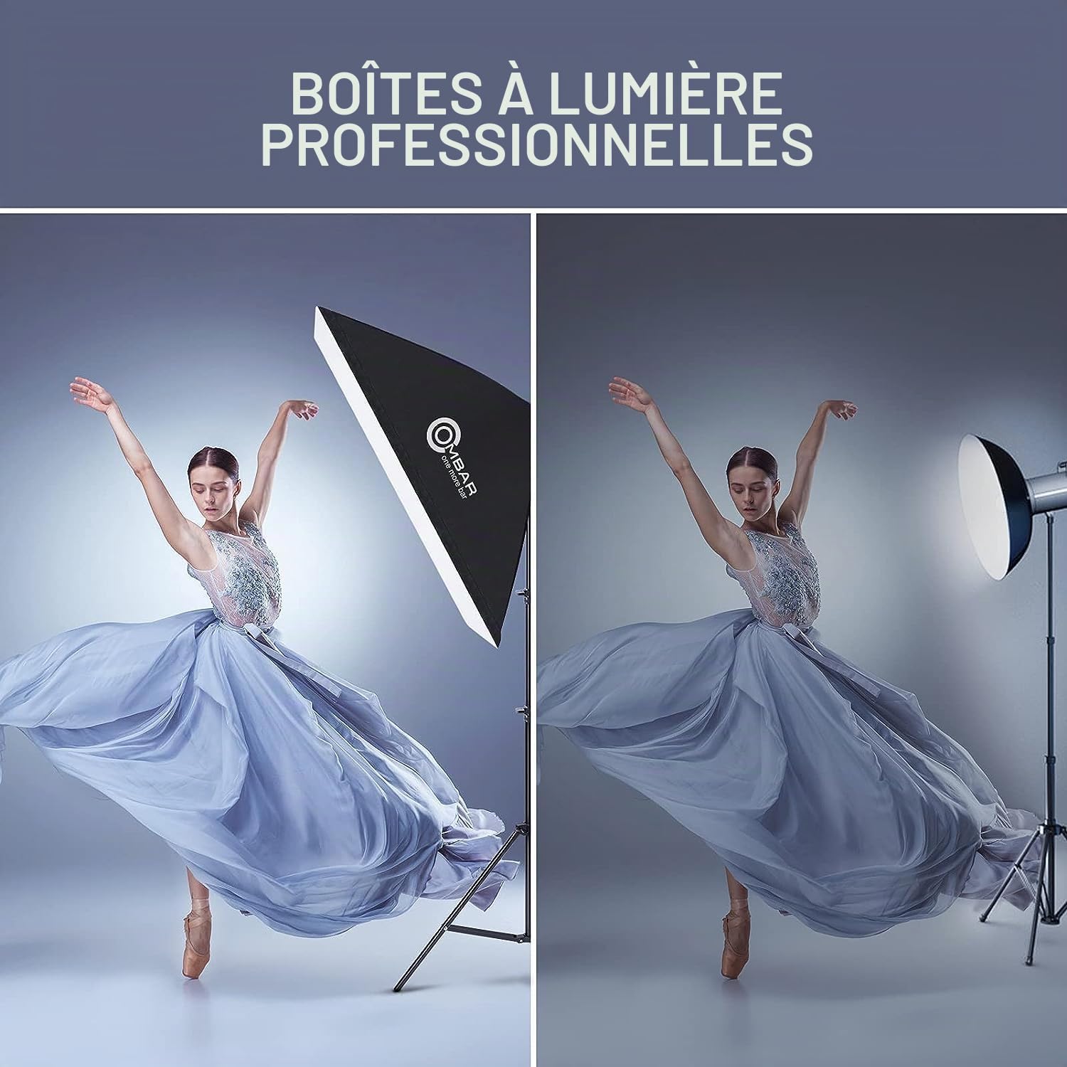 OMBAR 135W Softbox Kit Éclairage avec 2 Softbox 50x70cm et 2 Ampoules E27 5500K, Kit d'éclairage Photographie avec Un Sac de Transport pour Portrait, Objet, Photo de Mode et à l’Enregistrement Vidéo