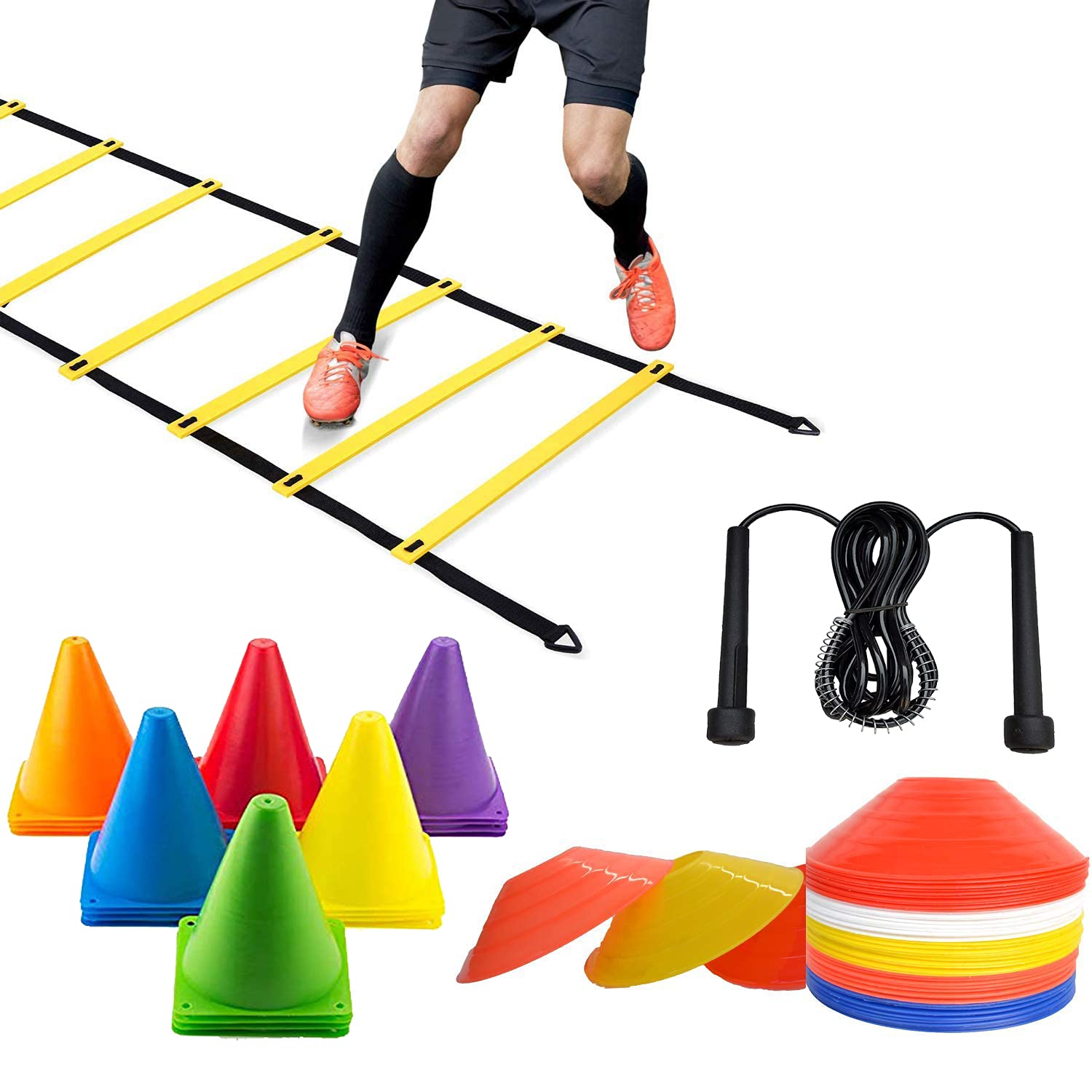 CF Sports 6 Inch Cones Pack 6,10 Space Markers, 4 Meter Ladder & Skipping Rope Agility Combos (B09C6PP86H) Amazon Price History, Amazon Price Tracker