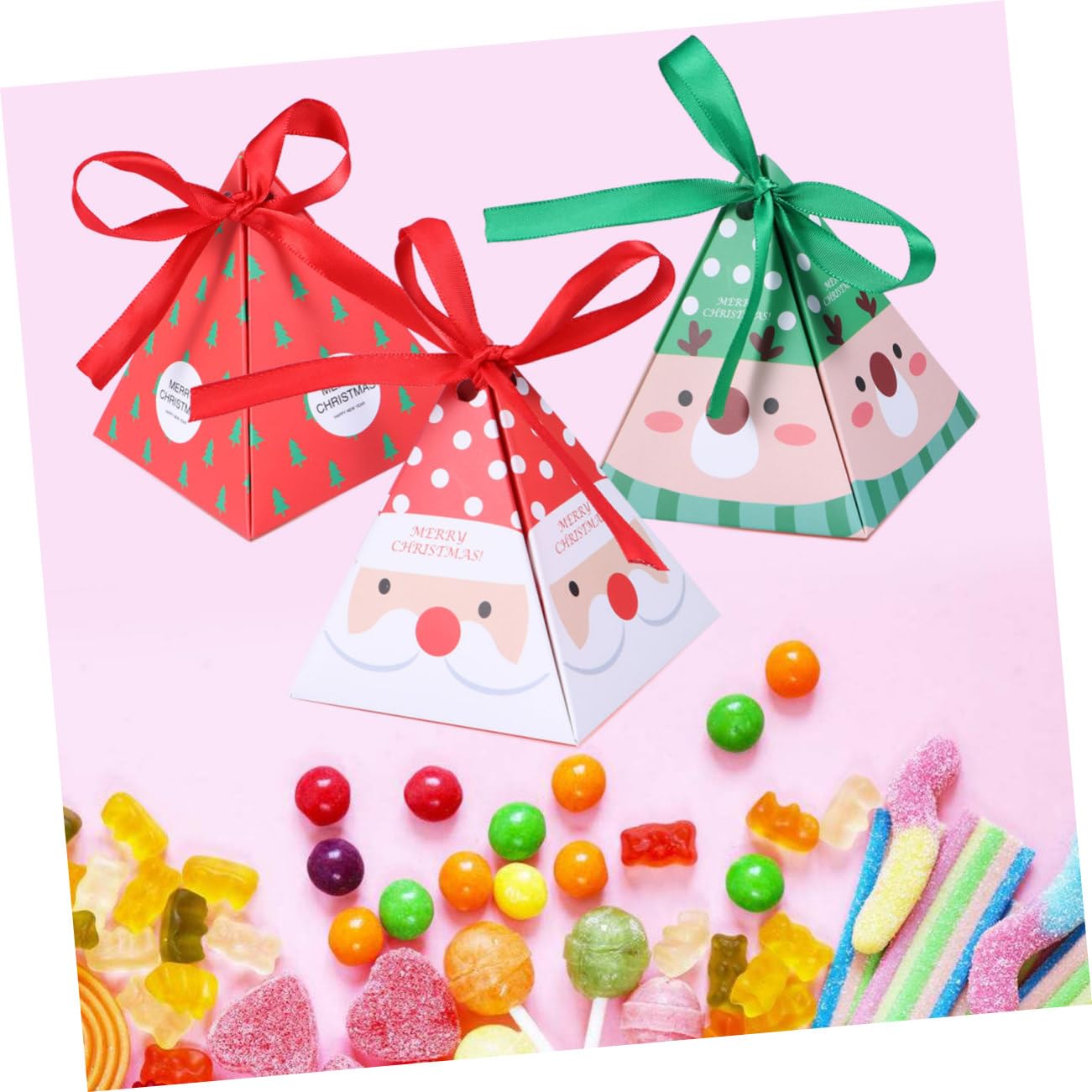 Abaodam 30 Pezzi Scatole di Carta Natalizie per Dolcetti Nastro, Design Classico Elegante, per Regali e Bomboniere a Tema Natale