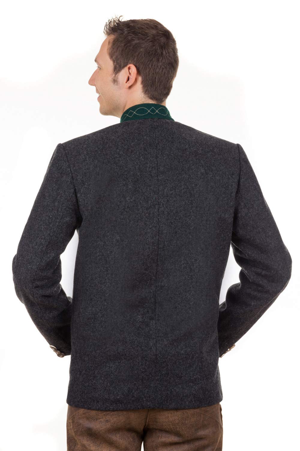 Edelnice Trachtenmode Klassischer Trachtenjanker Trachten Jacke Xaver anthrazit grün Gr. 46-62 (XL)