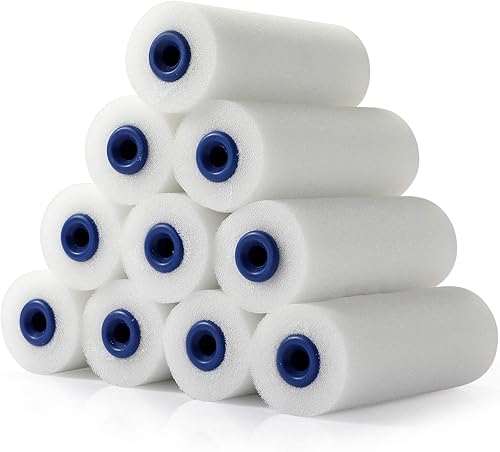 Miniatura 2 de Rodillo de pintura de espuma, recambios de cubierta de rodillo de pintura de 4 pulgadas, siesta de rodillo pequeña, extremos cubiertos de espuma,