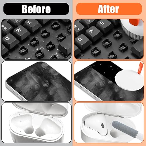 Miniatura 9 de walrfid - Kit limpiador de pantalla para teléfono portátil, cepillo para teclado de computadora portátil, espray de limpieza para iPhone, AirPods,