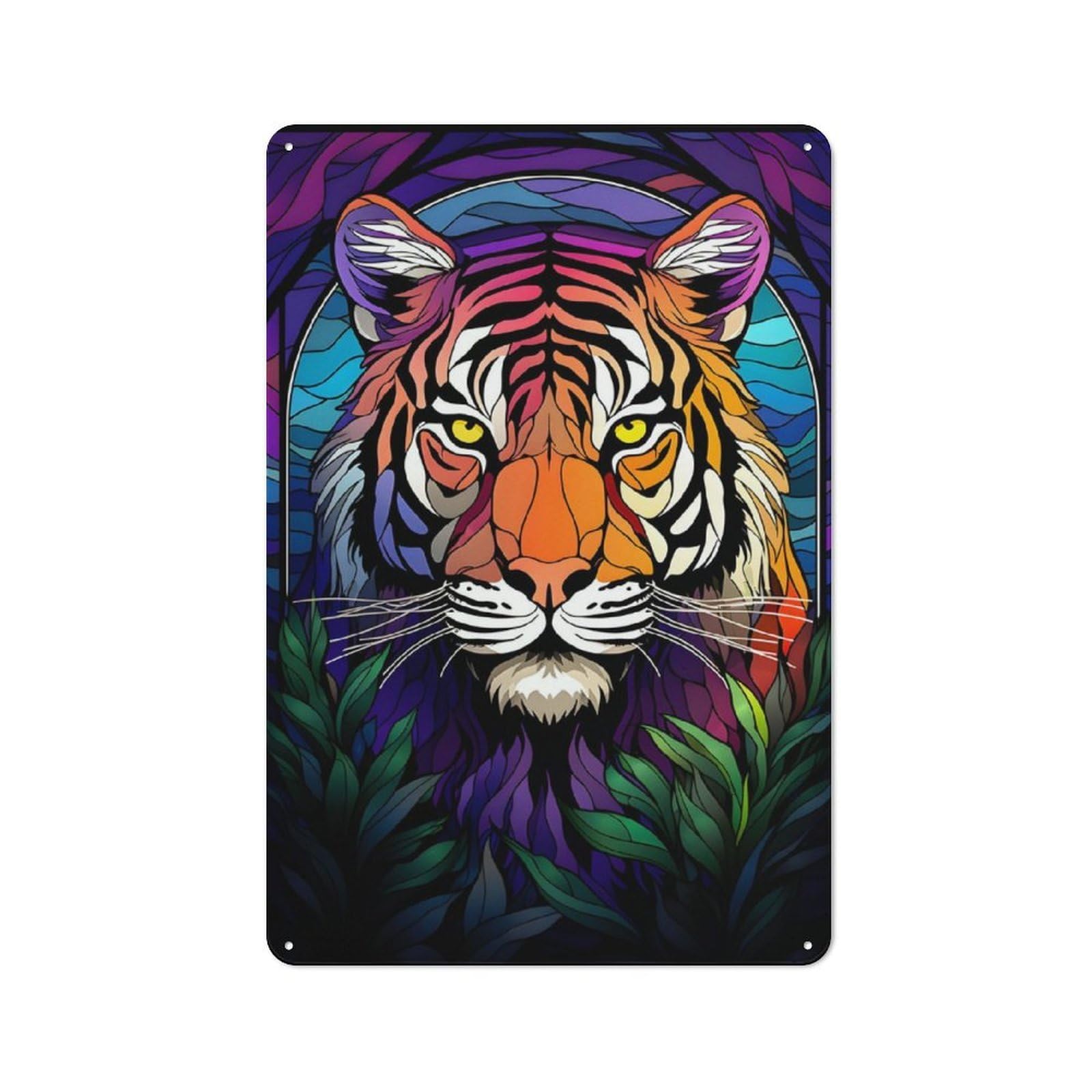 Junmoney Colorful Tiger Rustic Tin Wall Sign 30X20cm, Kitchen Wall Decor For Bakery, Diner, Cafe Or Family Room