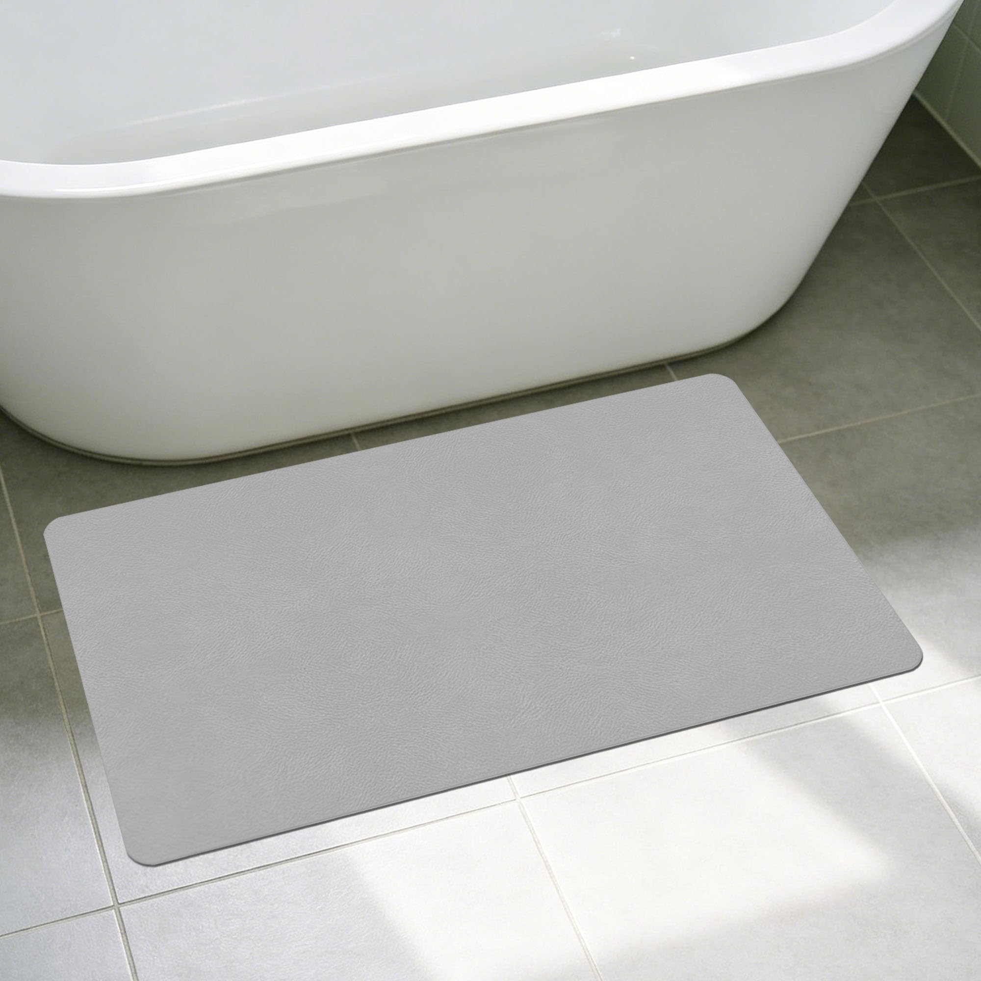 Tappeto da Bagno in Diatomite Antiscivolo 40 x 80 cm Asciuga Passi Passatoia Cucina Antiscivolo Antimuffa per Porte Del, Vasca da Bagno, Doccia, Grigio Chiaro