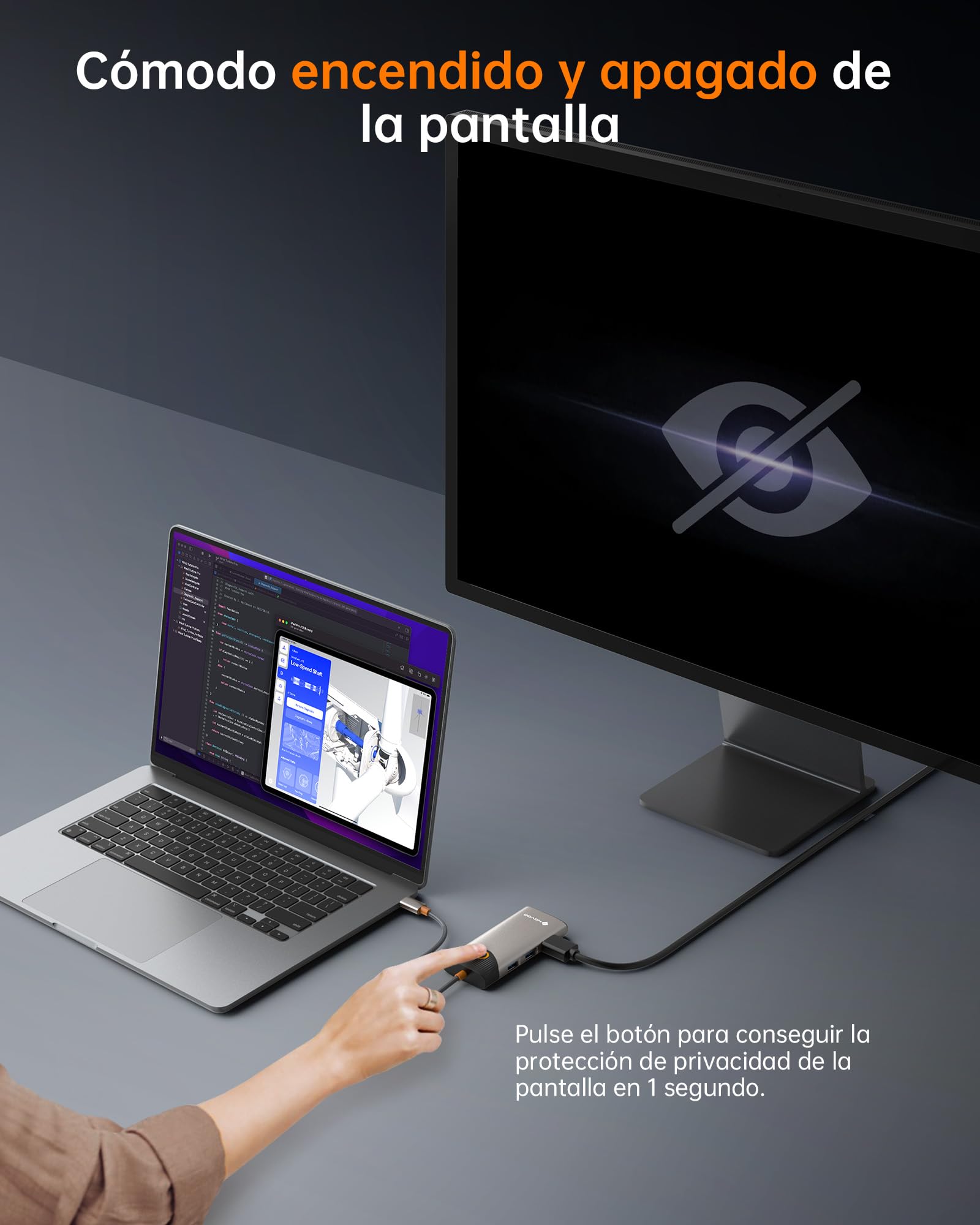 NOVOO USB C Hub, 7-en-1 Dock con HDMI 4K@60Hz, 1Gbps Ethernet, 100W PD Carga, Puertos USB-A/C 5Gbps, Estación Docking Compatible para MacBook, iPad, iPhone, DELL, HP, Surface