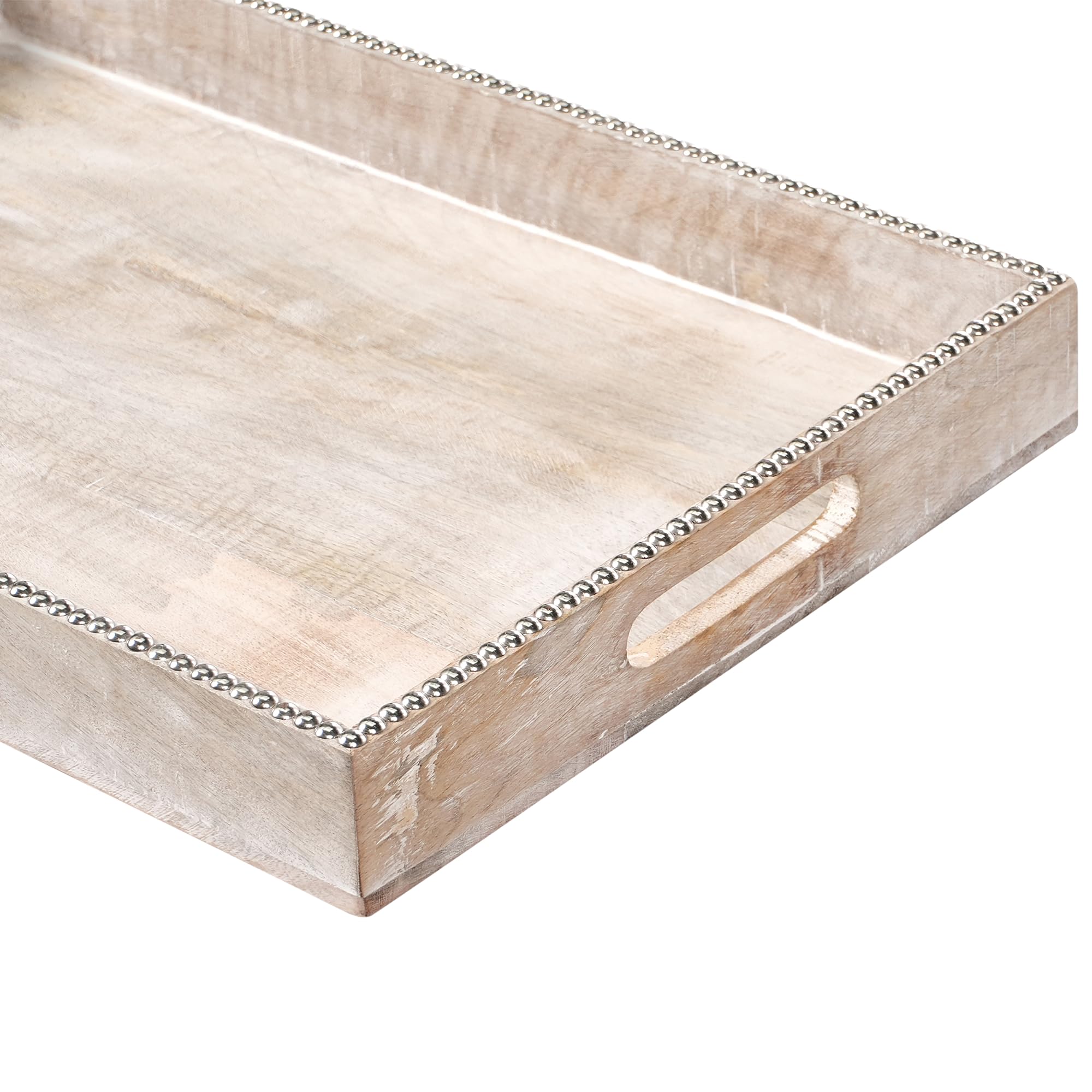 Beliani Conjunto de 2 bandejas de Servir Decorativo Elegante Expositor Pasteles de Madera de Mango marrón Claro Quena