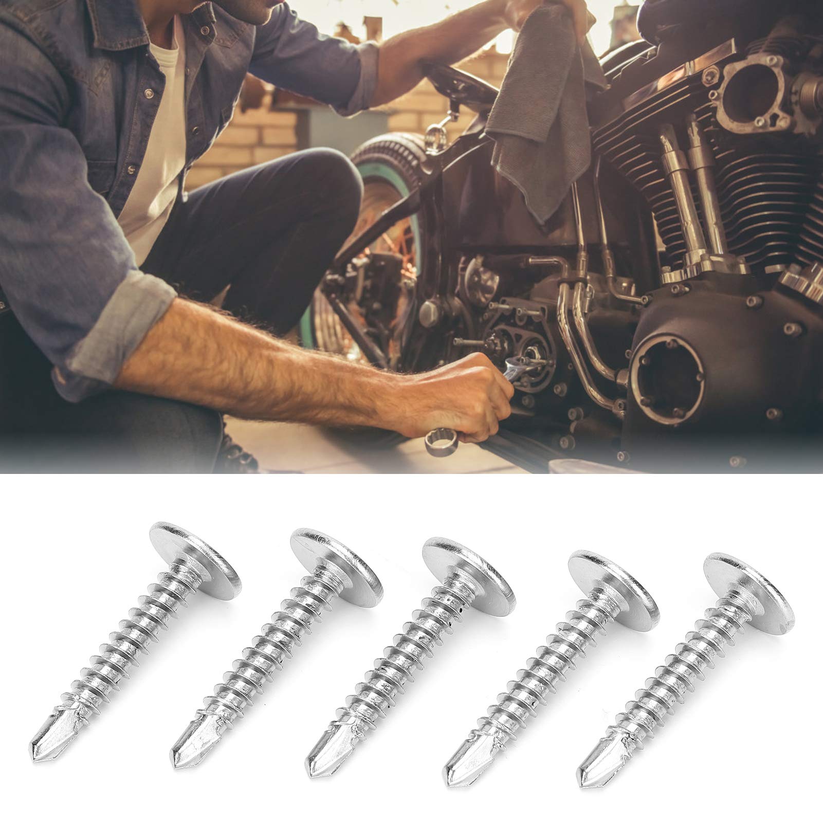 500 tornillos autorroscantes, tornillos autorroscantes de cabeza plana, tornillo de acero inoxidable 410, ranuras cruzadas, rosca profunda para reemplazo (M4,2 x 25 mm)