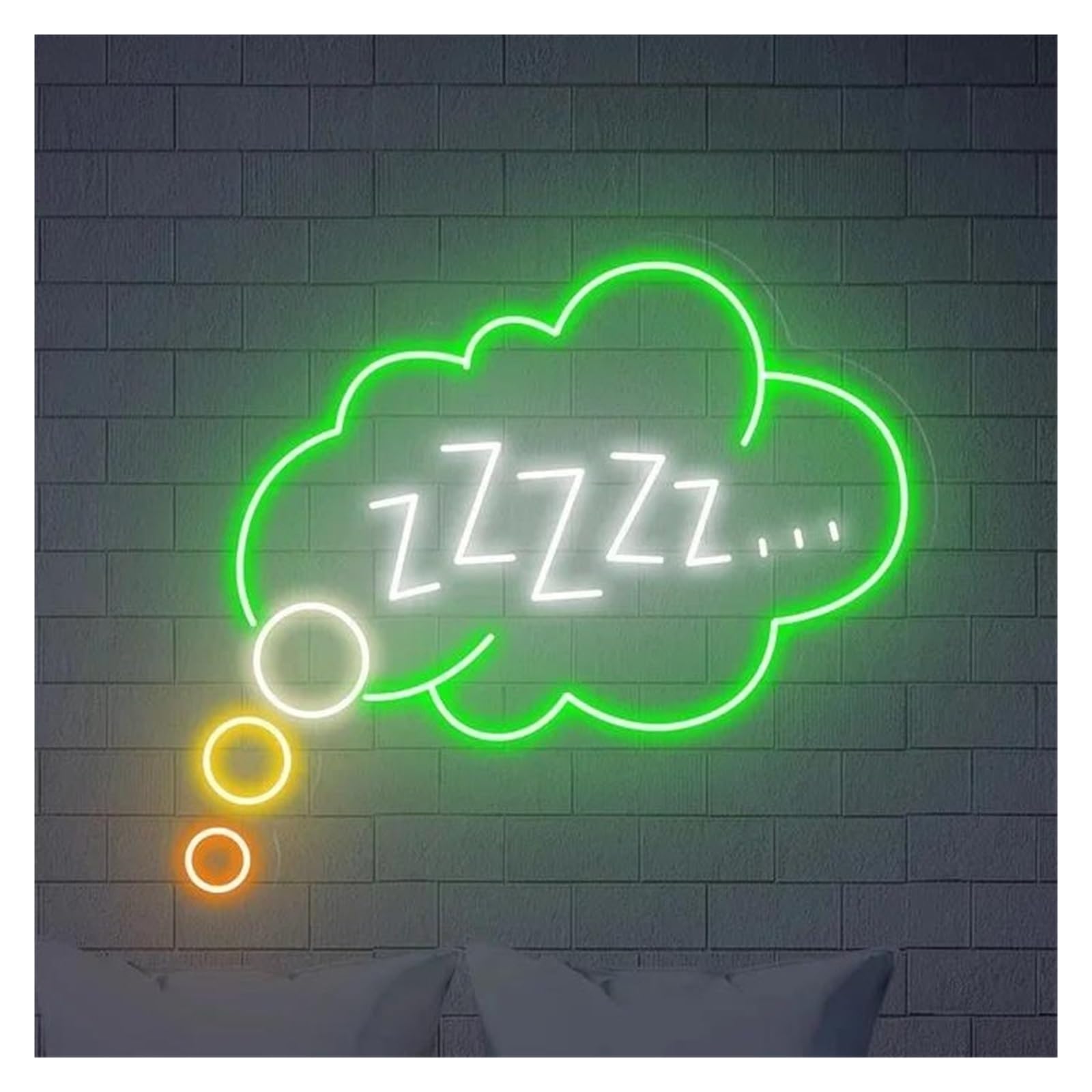Shouxi B Sign Lamp Goodnight Sleeping Zzzz Neon Sign Us Powered Dimmable Kid's Room Aesthetic Wall Window Mount Indoor Decor 38Cm