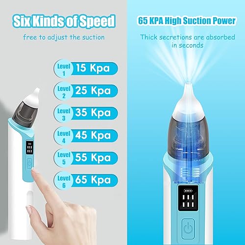 Miniatura 4 de Aspirador nasal para bebé, succión eléctrica de nariz para bebé, limpiador de nariz recargable con 2 tamaños de boquillas, 1 clip para recién
