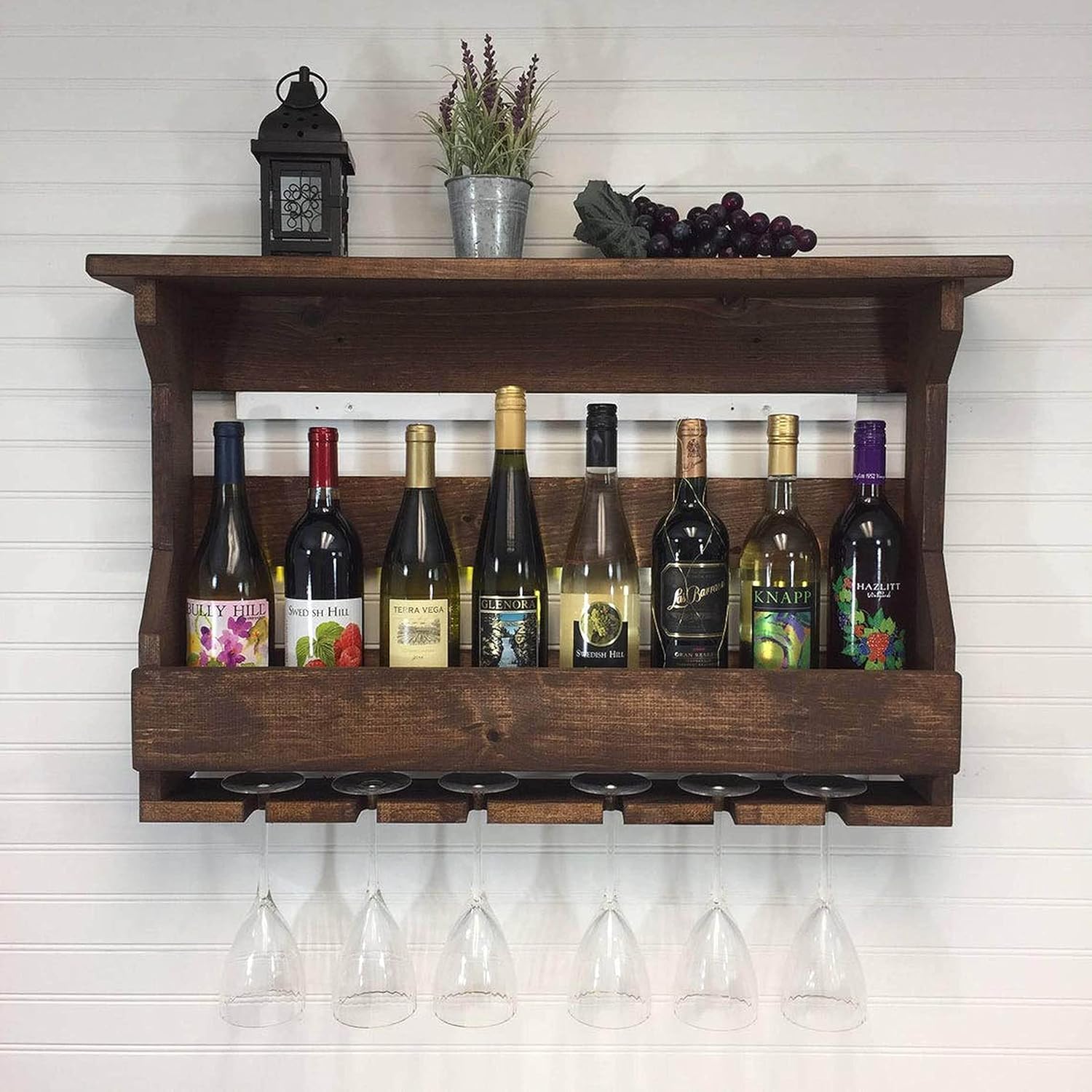 SARARTH Sheesham Wood Jorden Wooden Wall Hanging Design Bar | Bar Cabinets for Home | Mini Bar for Home | Solid Wood Make Wine Storage Cabinet with Glass Hanging Space-Walnut Finish-image-20