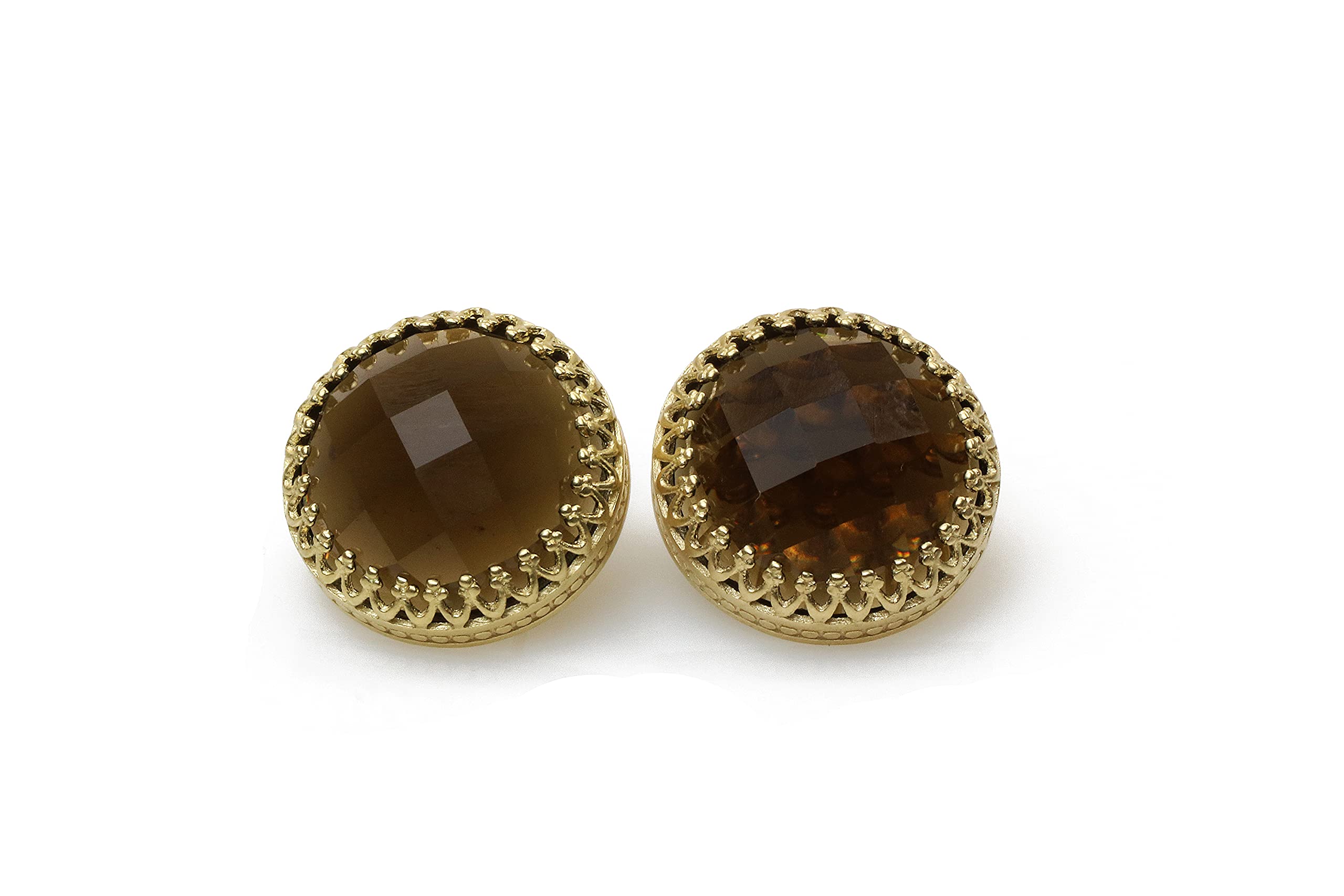 Pendientes de Plata de Ley para Mujeres con Cuarzo Ahumado - Pendientes Colgantes de Plata y Oro para Regalos de Cumpleaños, Boda, Promoción, Aniversario - con Caja de Regalo