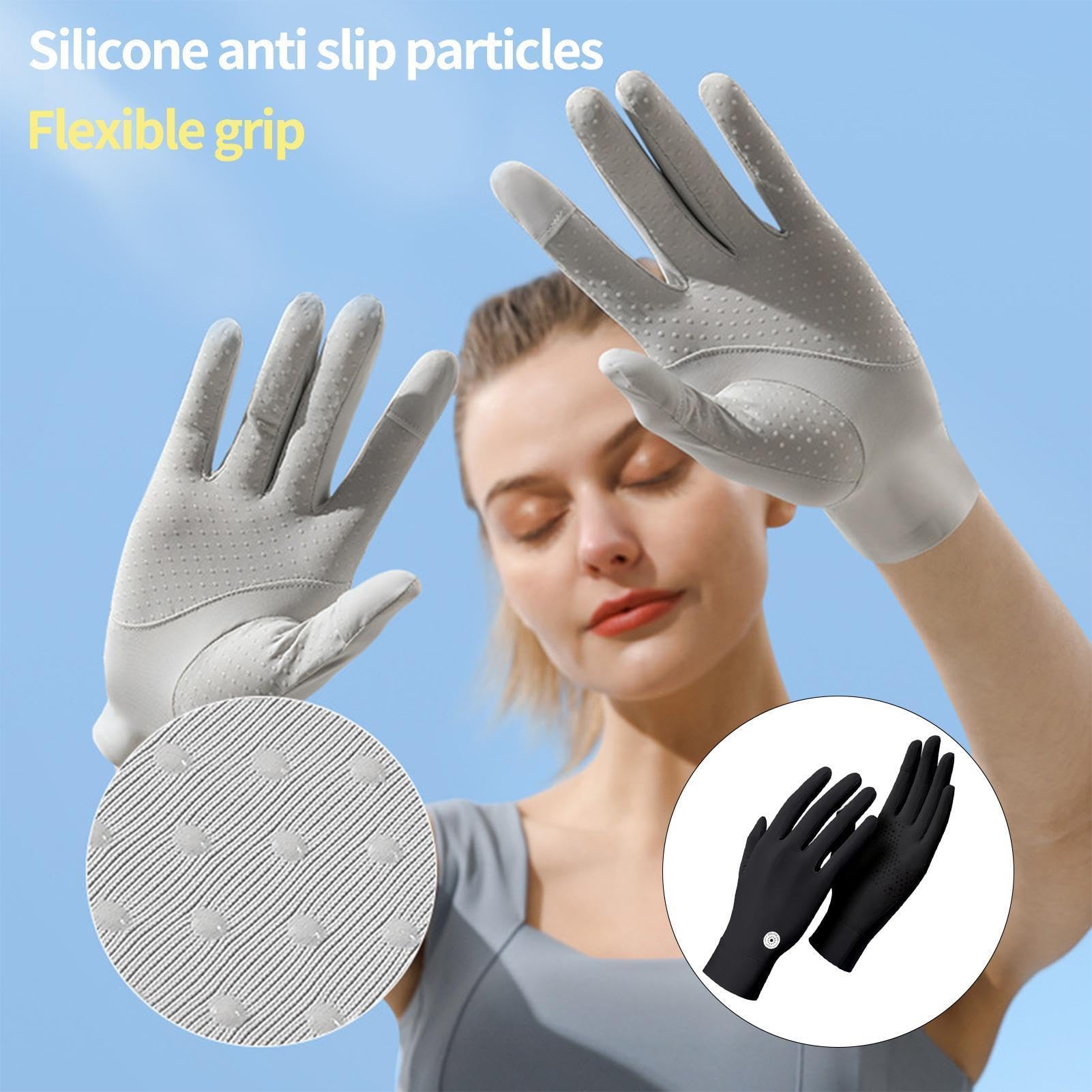 Guantes de protección solar, guantes transpirables con sensación de hielo, guantes de sol de pesca, guantes de kayak, equipo de remo, canoa, equipo profesional de protección UV UPF 50 Plus para