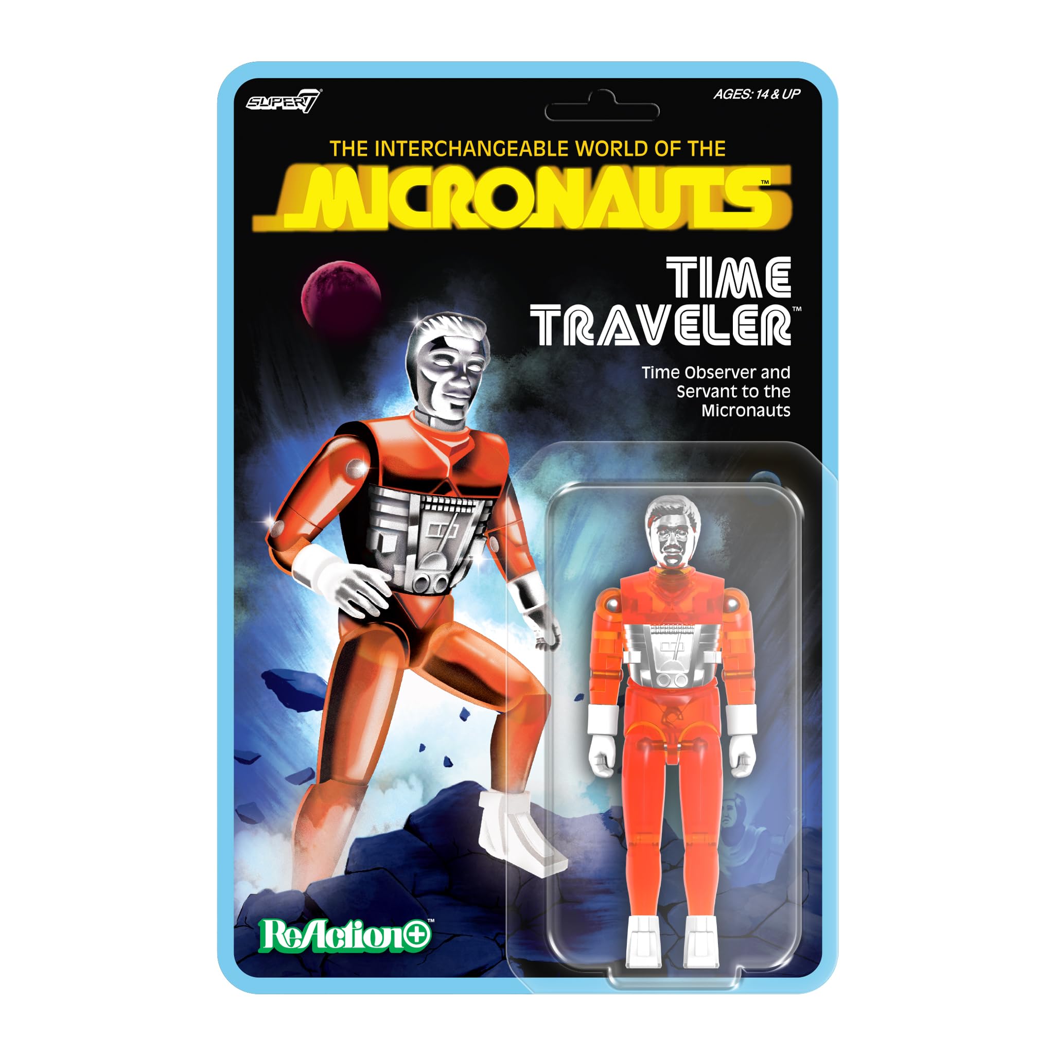 Super7 Micronauts Reaction+ Wave 04 - Time Traveler (Translucent Orange) Action Figure