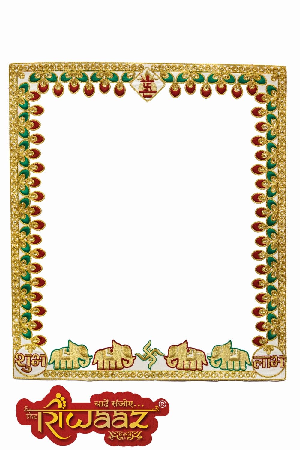 Yasamazing Kanku Pagla Rumal Cotton Embroderied Designer Rectangle Modern Heavy Silk Asan For Bride Baby Welcome Swaggat Footprint Hand Print Cloth With Carring Bag Pack of 1 (Rectangle) (riwz01313)