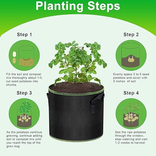 Miniatura 3 de Bolsas de cultivo de 5 galones, paquete de 3 unidades, bolsas de tela no tejida gruesa con asas para plantar verduras, flores, papas y macetas