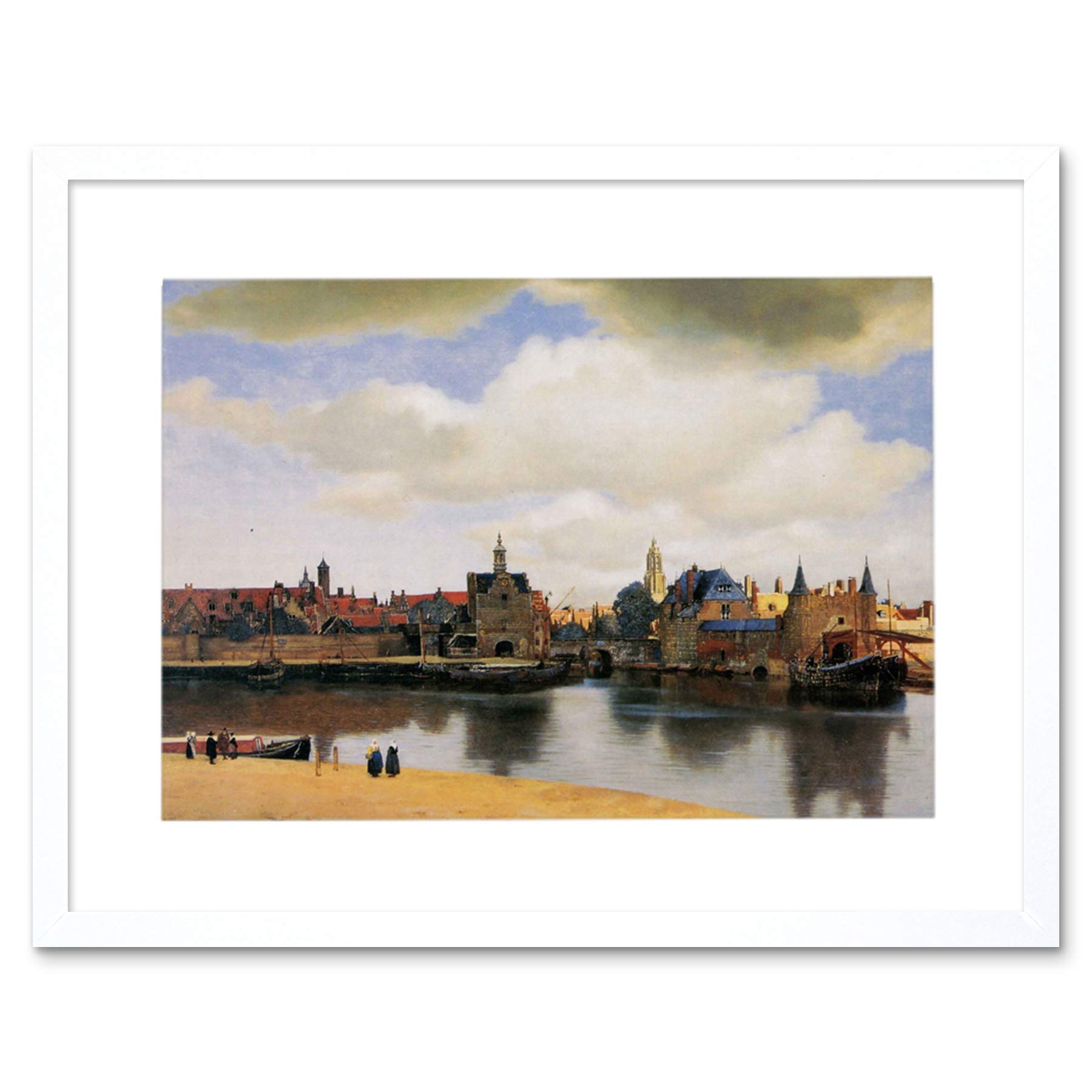 Wee Blue Coo Johannes Vermeer View Of Delft Old Master Painting Picture Framed Wall Art Print
