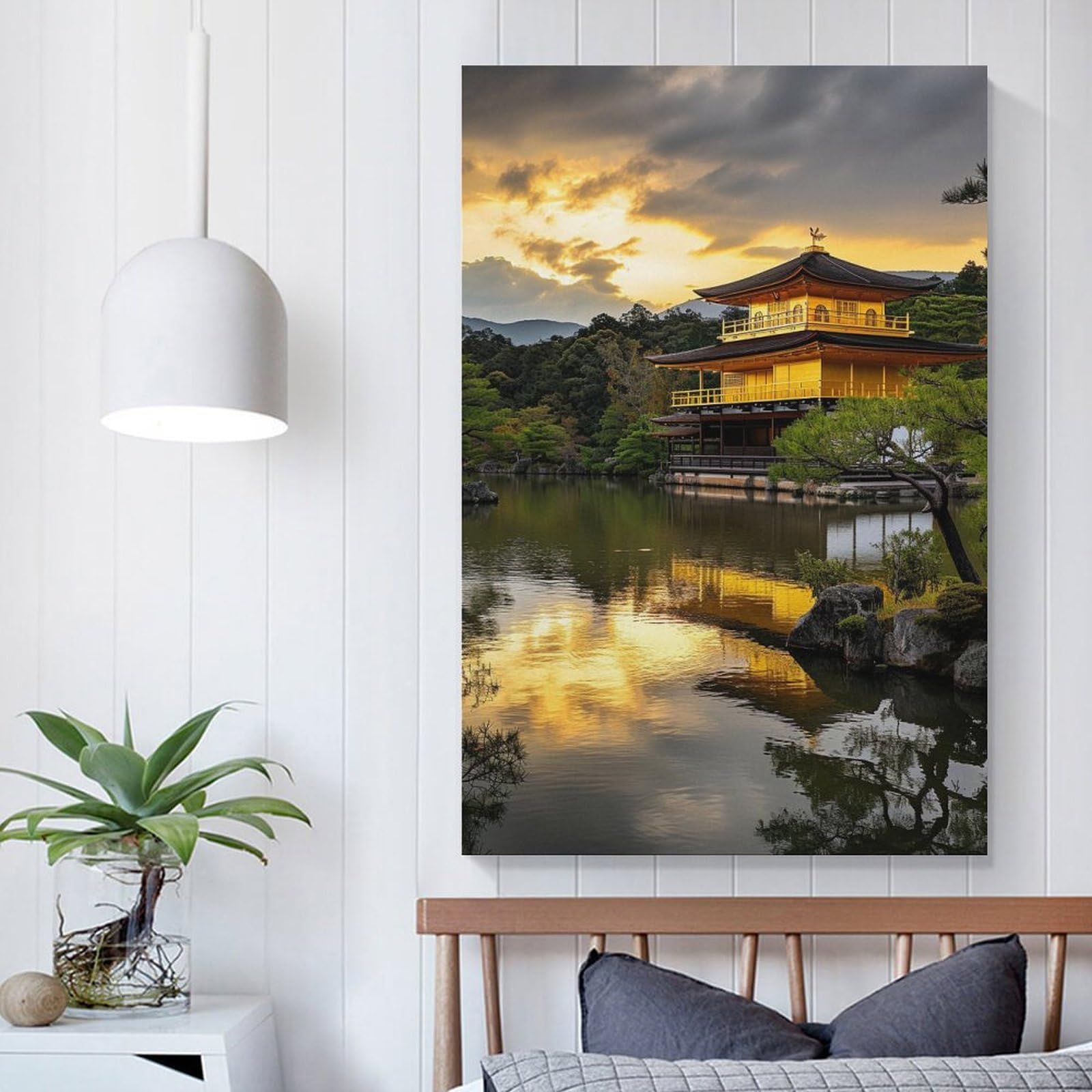 Amazon.co.jp: 絵画 日の出の京都の金閣寺インテリア 絵画 美しい日本
