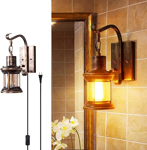 Lámpara de pared rústica para todos, Bronce