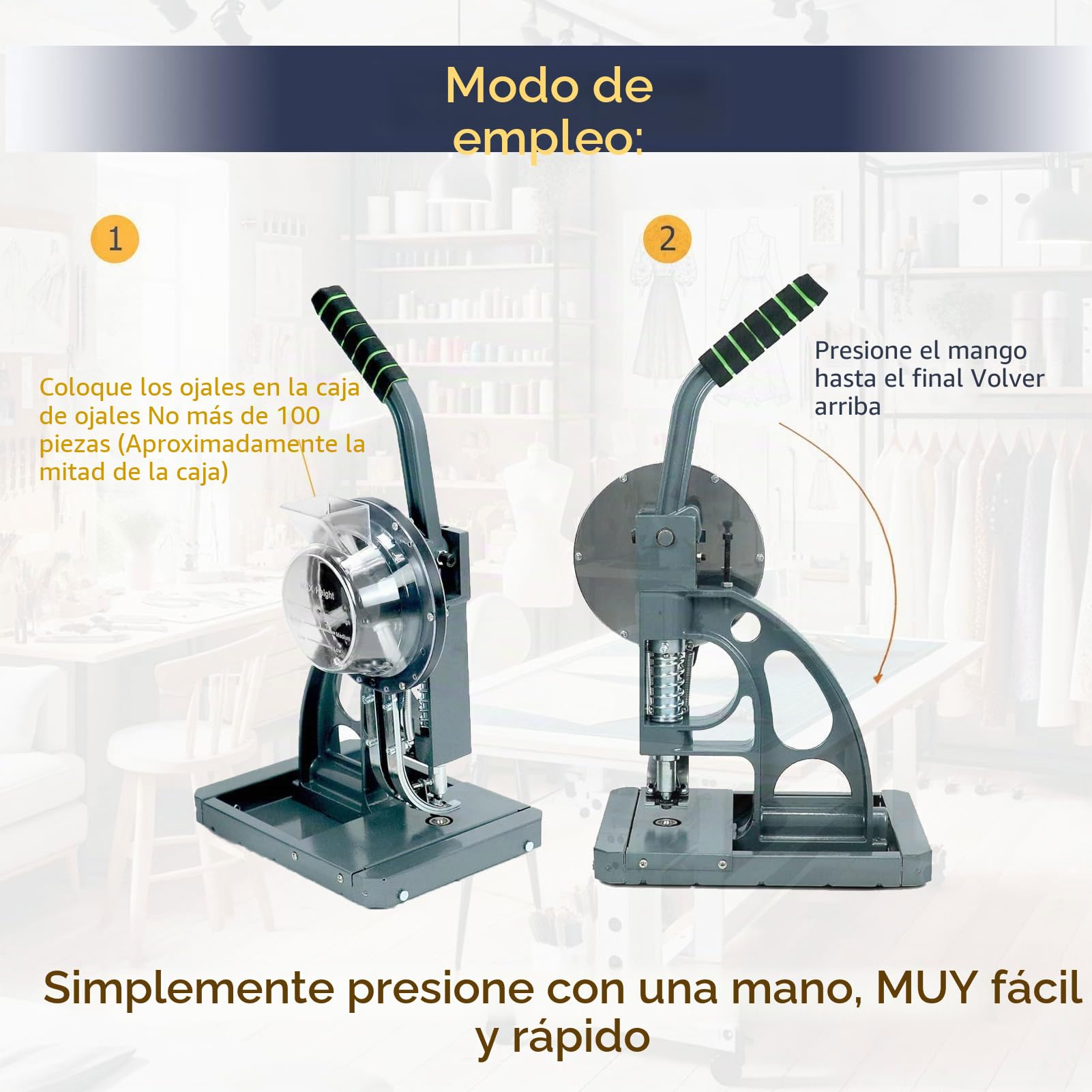 Máquina semiautomática de prensado manual de ojales, herramienta de alimentación de ojales perforadora comercial con ojal de 3/8"(10 mm), alicates perforadores de mano para pancartas, toldos 10mm