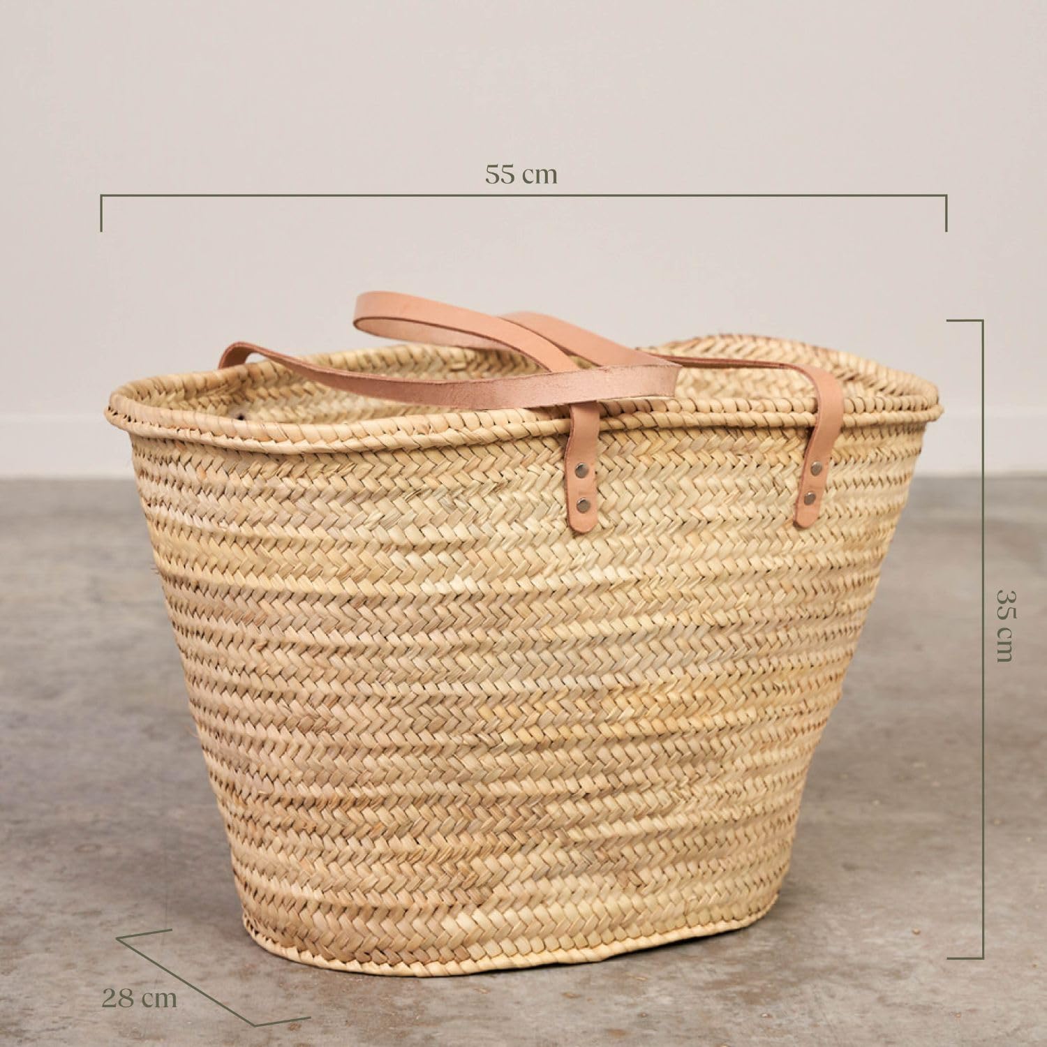 Capazo de Palma con Asas Largas Beige - Extra Grande N9 - Ref. 5030-9