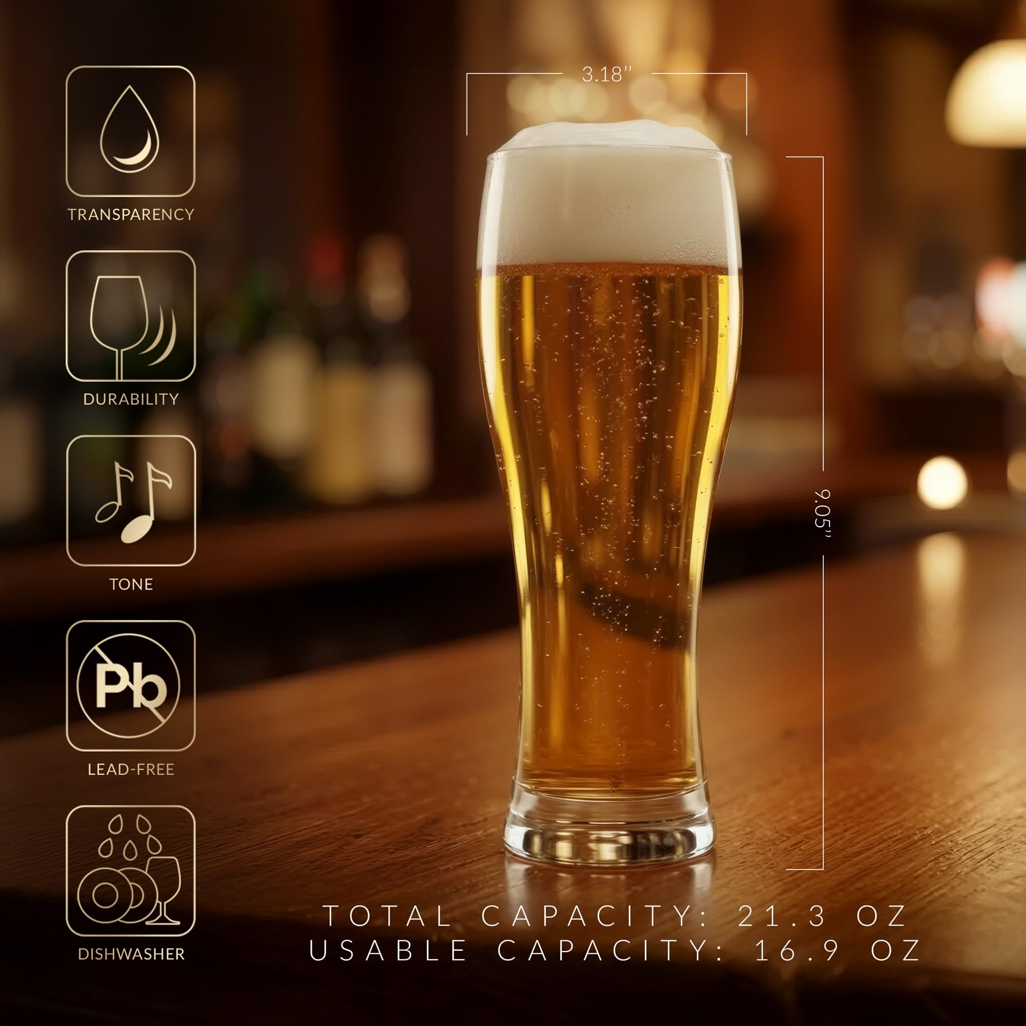 KROSNO Vasos de cerveza altos | Juego de 6 | 16.5 oz | Colección Chill | Perfecto para el hogar, restaurantes y fiestas | Apto para lavavajillas y microondas