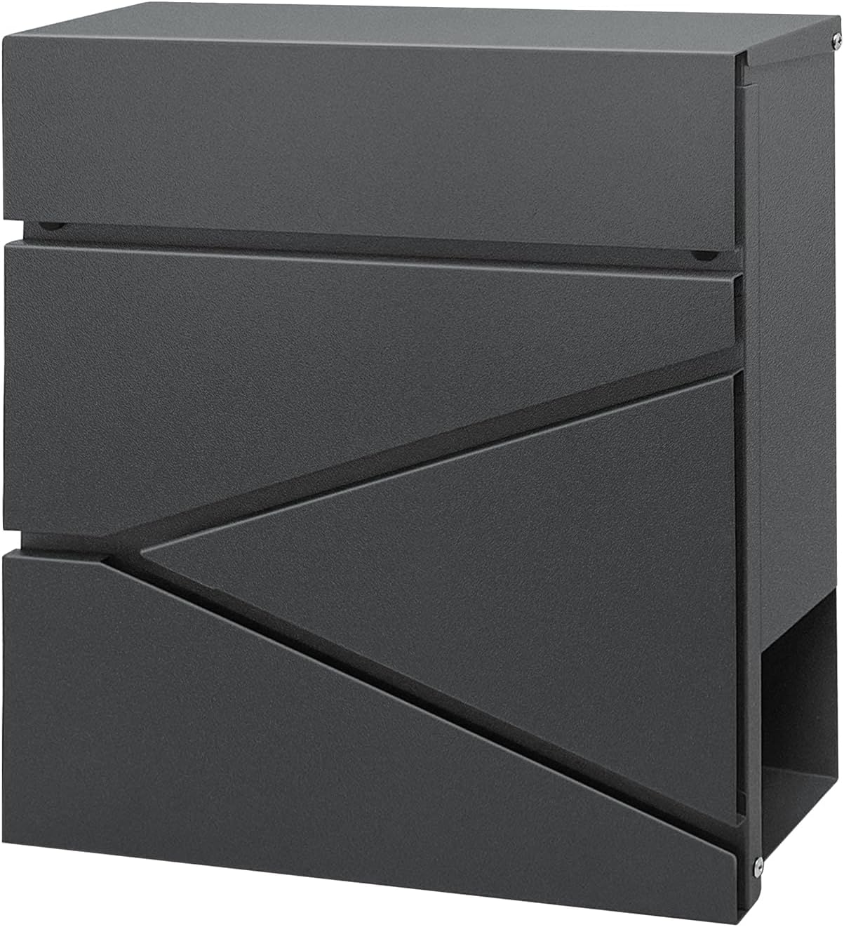 Lockable Wall Mount Mailbox with 2 Keys - Extra Large Capacity (14.6"x14.3"x4.2") Weatherproof Steel, Anti-Theft Lock & Newspaper Slot | Secure Key Drop Box (Gray)