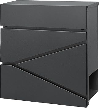 Lockable Wall Mount Mailbox with 2 Keys - Extra Large Capacity 14.6"x14.3"x4.2" Weatherproof Steel, Anti-Theft Lock & Newspaper Slot | Secure Key Drop Box Gray
