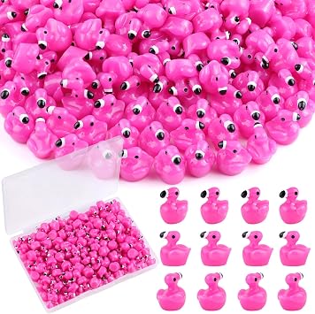 110PCS Mini Flamingos Resin Animals to Hide Tiny Flamingo Ducks Cruise Duck | mini figurines to hide,resin rose pink flamingos,mini ducks,small animal accessories bulk for Ornaments DIY crafts & decor