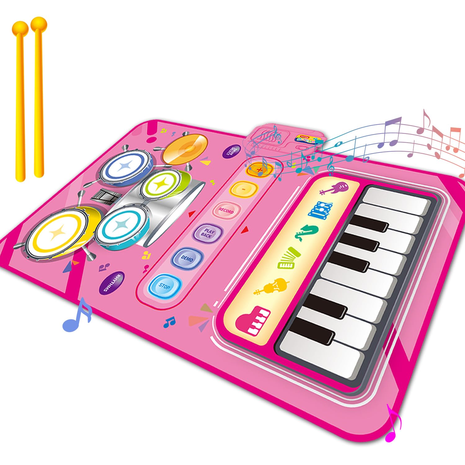 Toys for 1 Year Old Girl Gifts,2 in 1 Piano Mat Montessori Toys for 1 2 Year Old Girl,Educational Musical Toy First Birthday Gifts for 1 2 3 Year Olds Girls,Christmas Stocking Stuffers for Toddler
