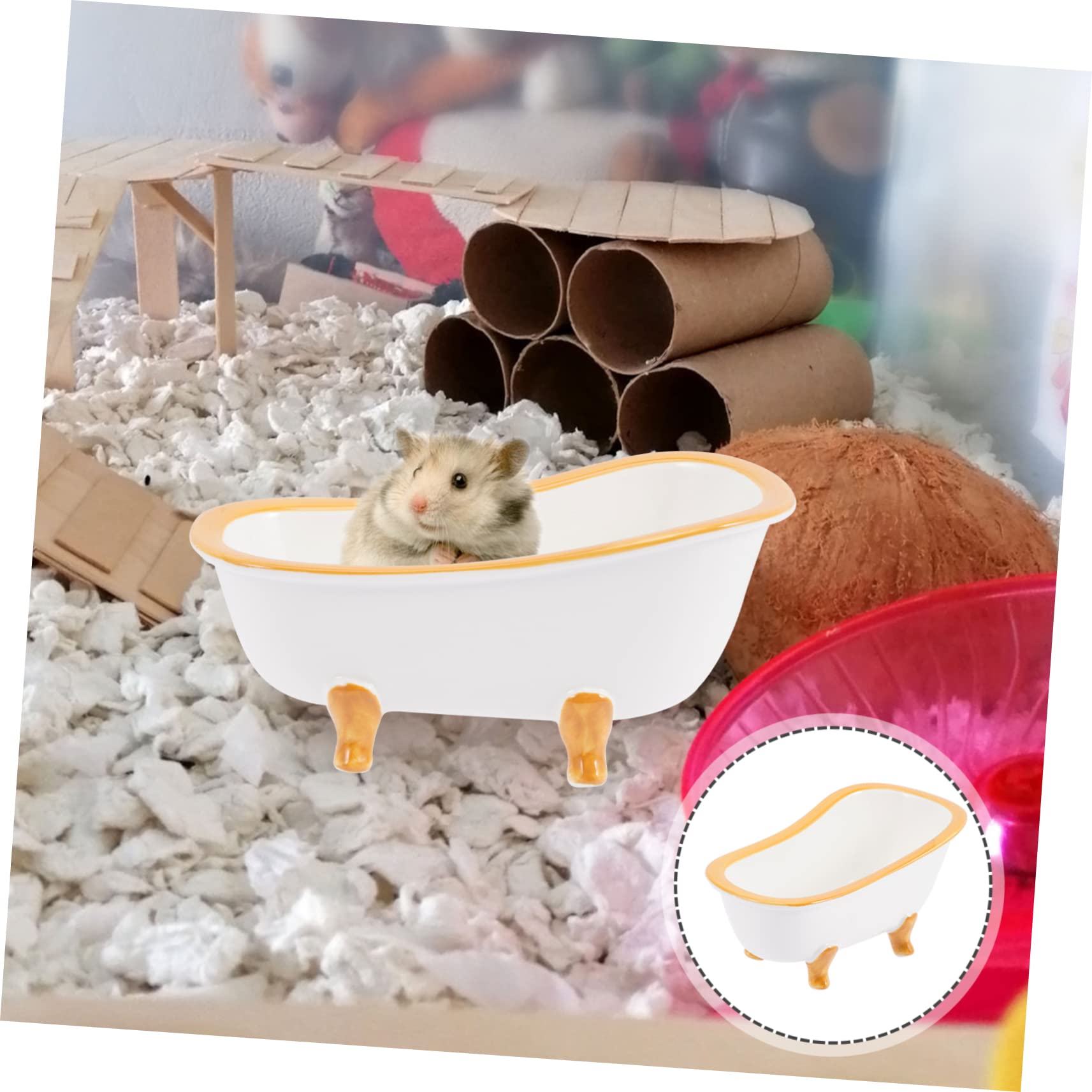 VICASKY Guinea Pig Bath Tub Ceramic Small Pet Bathtub for Hamsters and Rats Easy to Skid Design Compact and Practical Pet Supply Fun Home Decoration for Small Animals