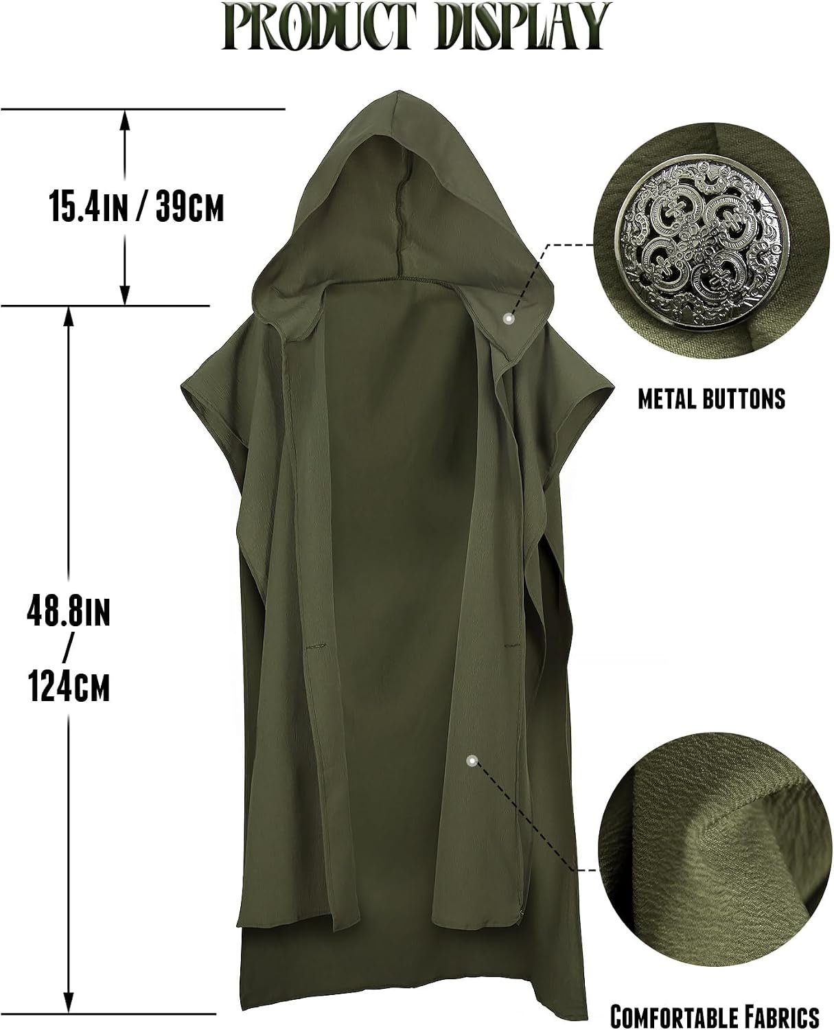Medieval Hooded Shawl Renaissance Multifunctional Cowl Scarf Cape Desert Post Apocalyptic Costume LARP Assassin Cosplay