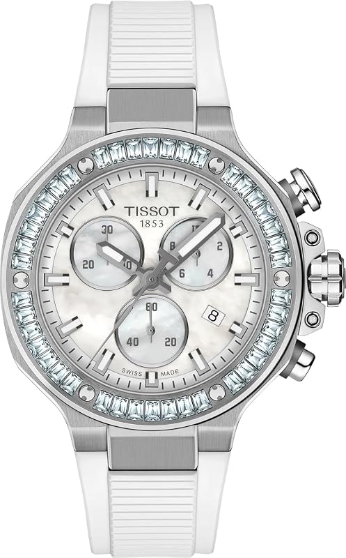 Cronógrafo T-Race de 38 mm, reloj suizo de cuarzo, caja de acero inoxidable, esfera blanca, T1418179711100
