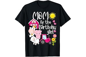 Farm Animals Mom Of The Birthday Girl Party Barnyard Birthday T-Shirt