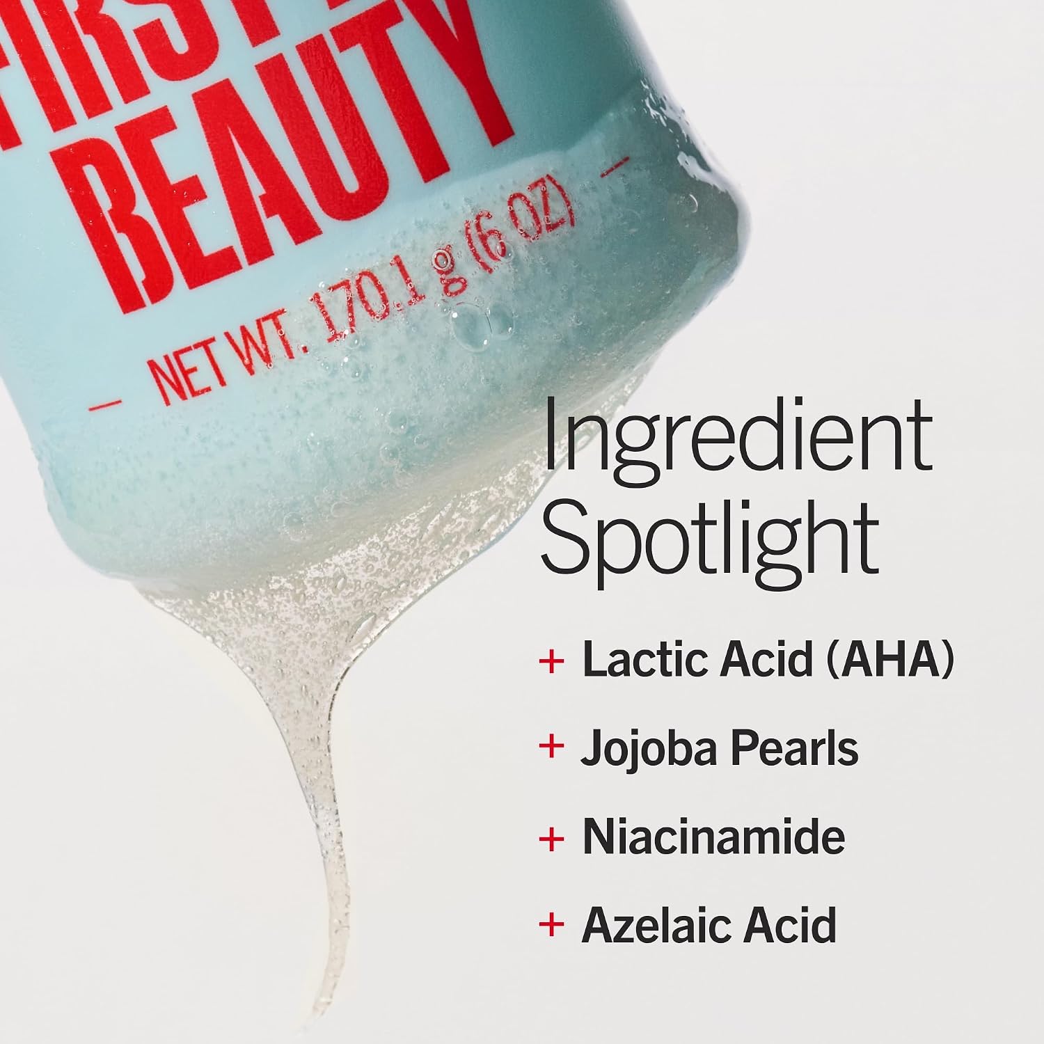 First Aid Beauty Brighten + Glow Exfoliating Gel Cleanser, Daily AHA Face Wash with Lactic Acid, Niacinamide & Jojoba Pearls, Gentle Exfoliator for Sensitive Skin, Brightens & Smooths