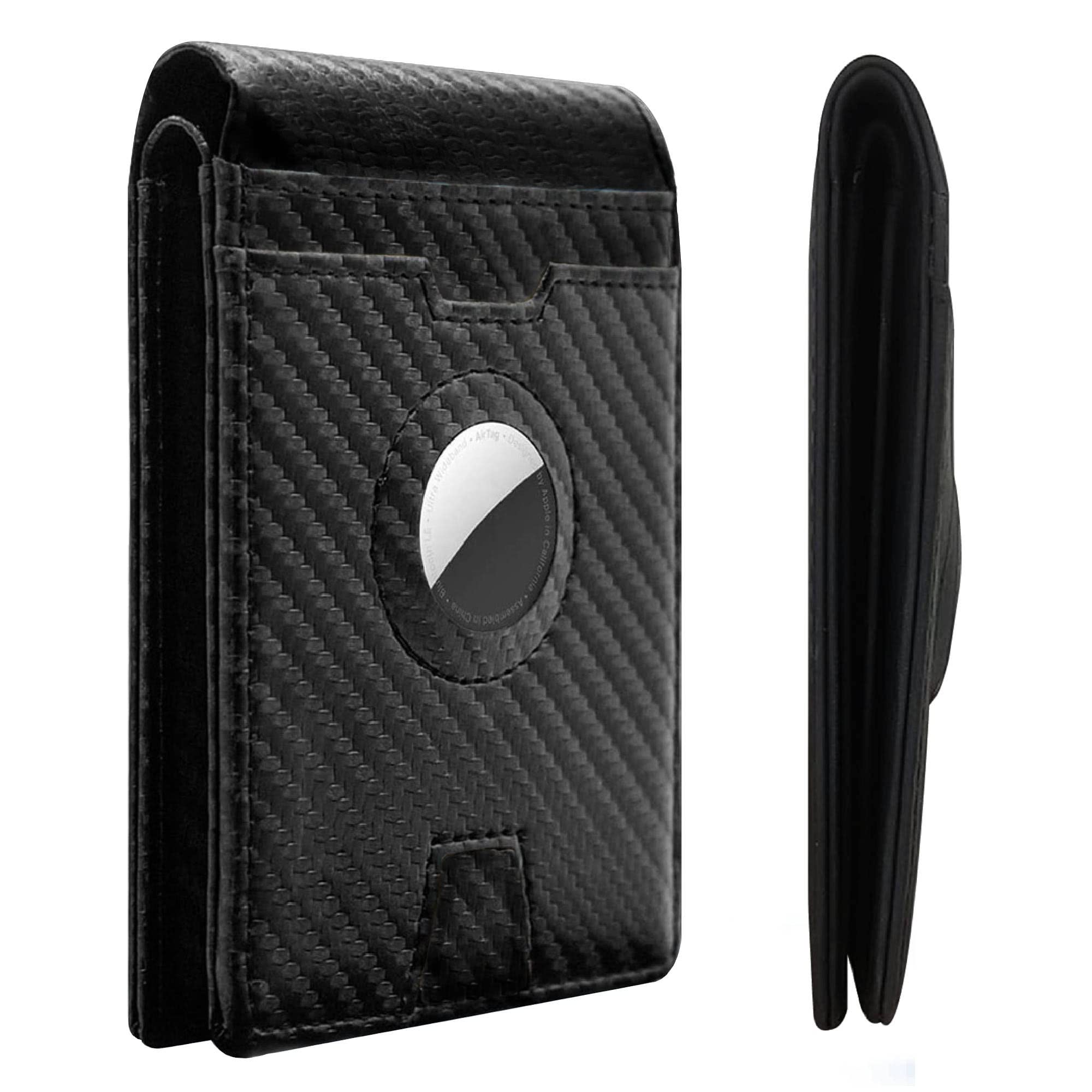 Xabono AirTag Wallet Wallet for Men Slim Wallet with Airtag Holder Minimalist and Modern Air Tag Wallet Men RFID Protected Airtag Wallet,Black and Strip Moderm,M