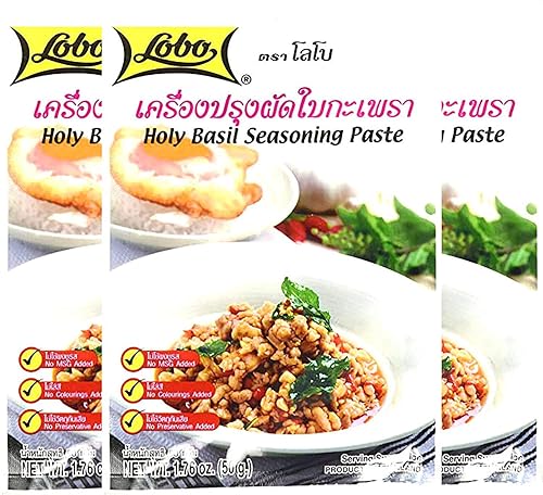 Lobo Pasta de condimento de albahaca sagrada 1.76 onzas (paquete de 3)