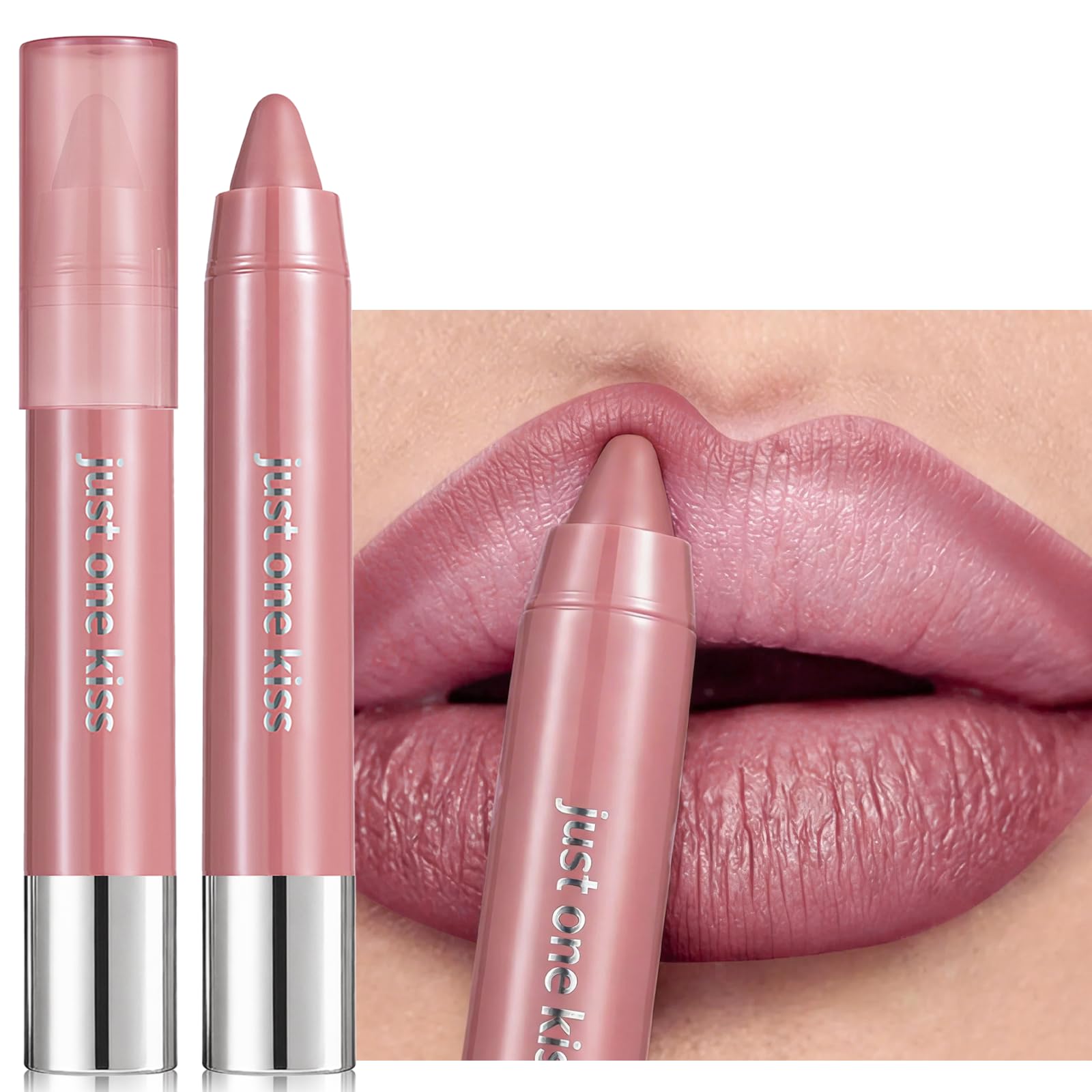 Pink Mauve Cream Lipstick Crayon for Women, Moisturizing Hydrating Matte Neutral Lip Line…