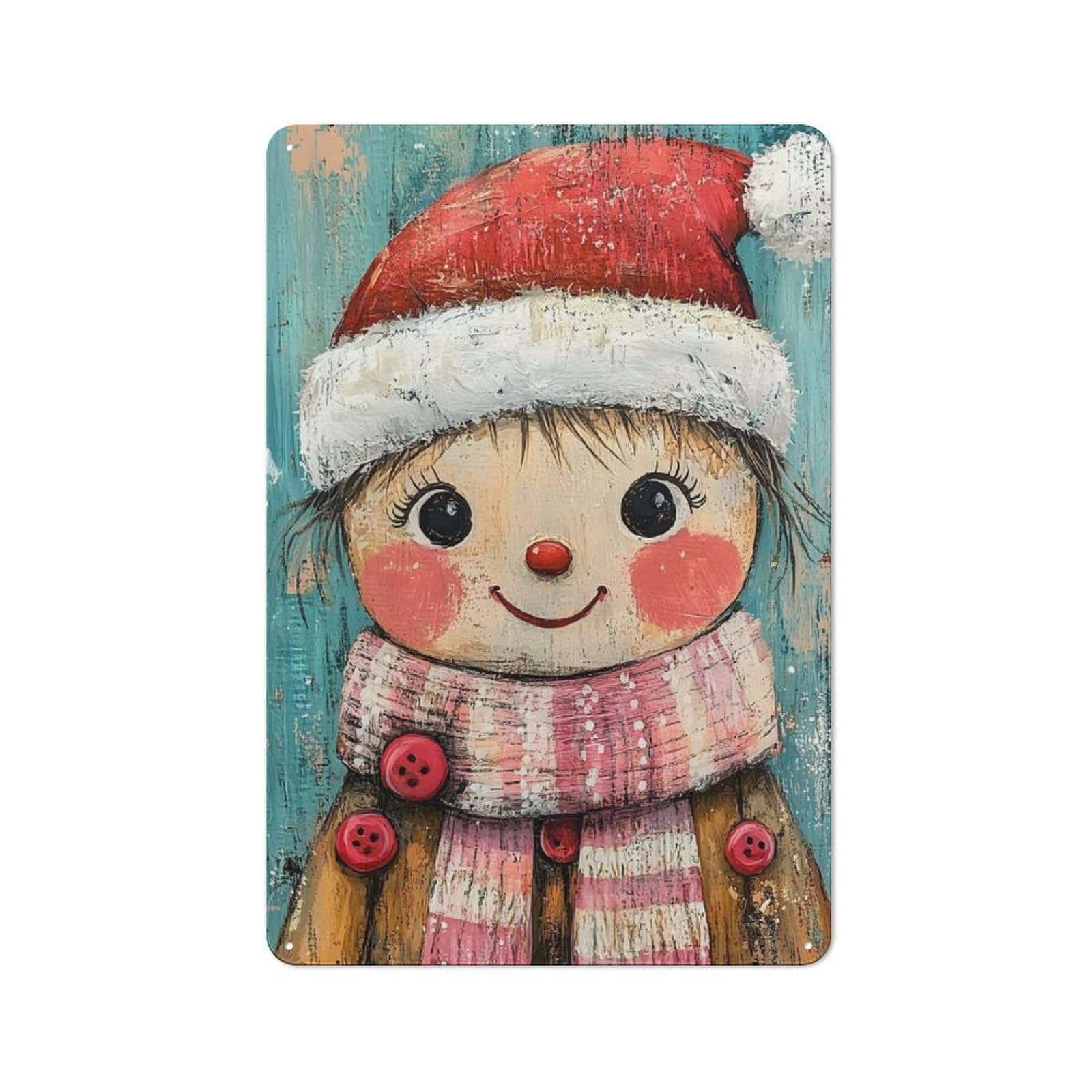 Junmoney Girls Smiling Christmas Printed Metal Sign 30X20cm For Café Or Restaurant, For Hospitality Interior Collectors