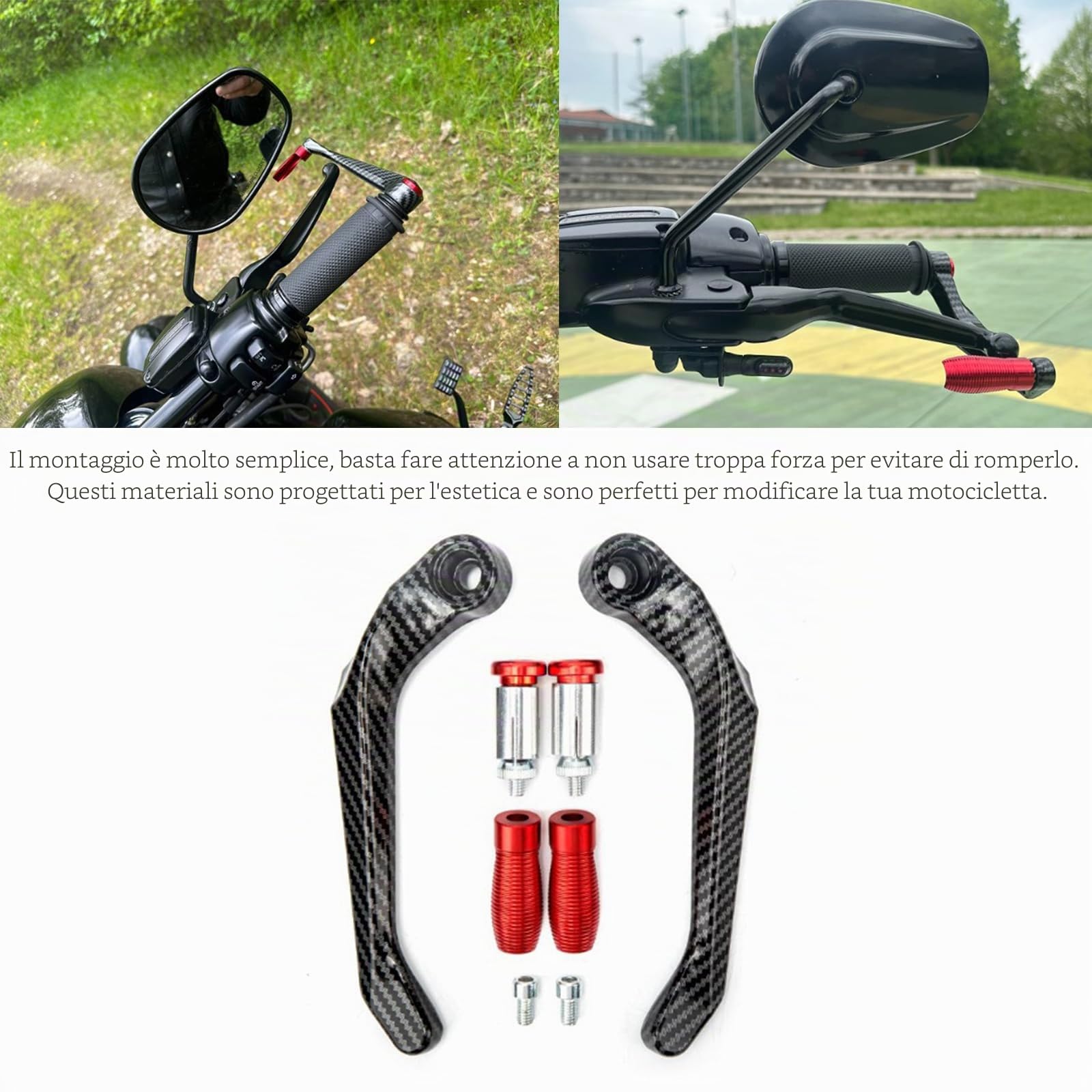 Paraleve Moto, Fydun 7/8 Pollici 22mm Paramani Moto Universali Protezione del Manubrio del Motociclo in Lega di Alluminio Protezione Leva Freno per Moto, Auto Elettriche, Mountain