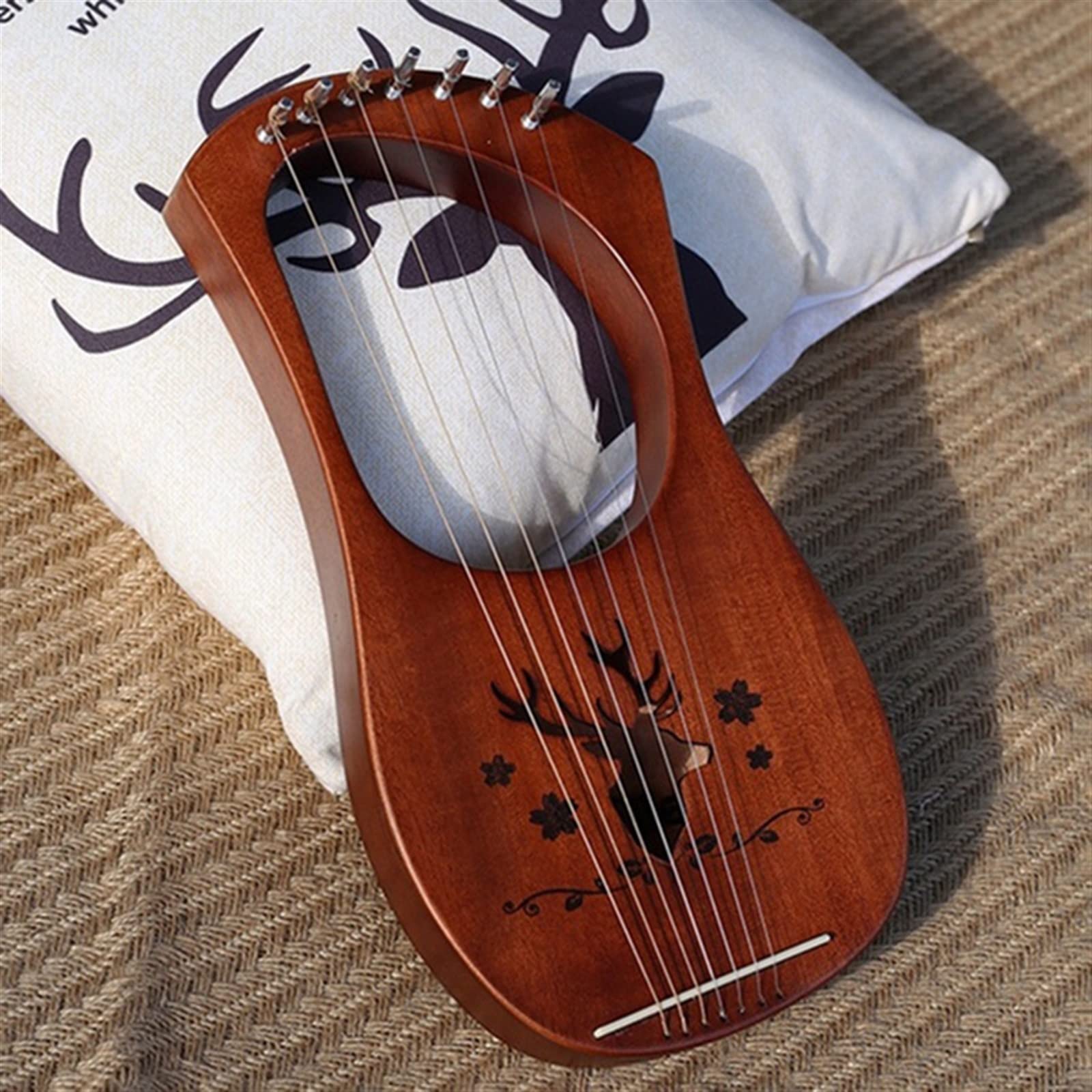Arpa de lira de 7 cuerdas Arpa de madera maciza de caoba Cuerdas Instrumentos de cuerda Lira? Arpa para principiantes